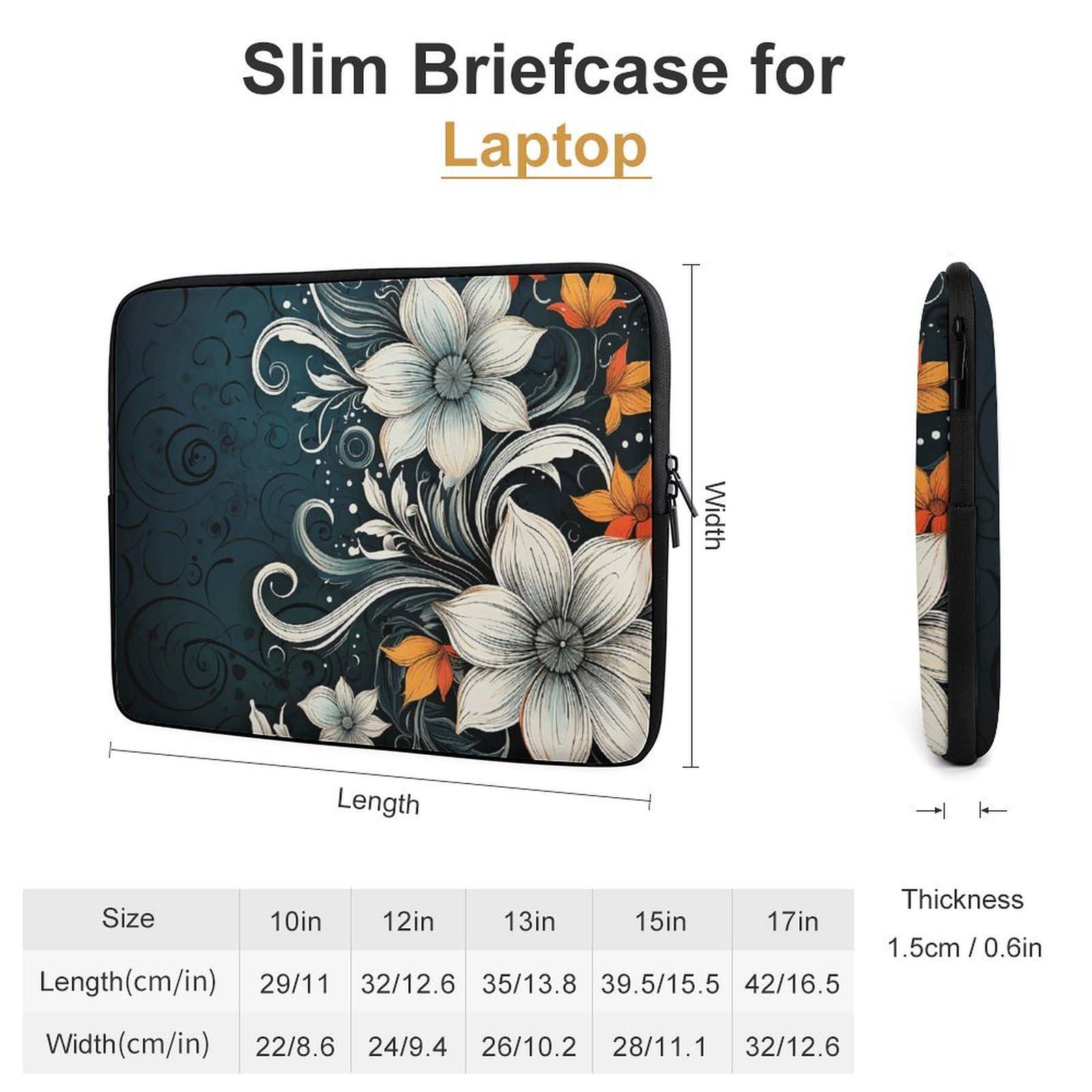 NQLYUT Laptop Sleeve Shockproof Laptop Case Novelty Boho Abstract Flowers Laptop Bag Carrying Case Protective Computer Case