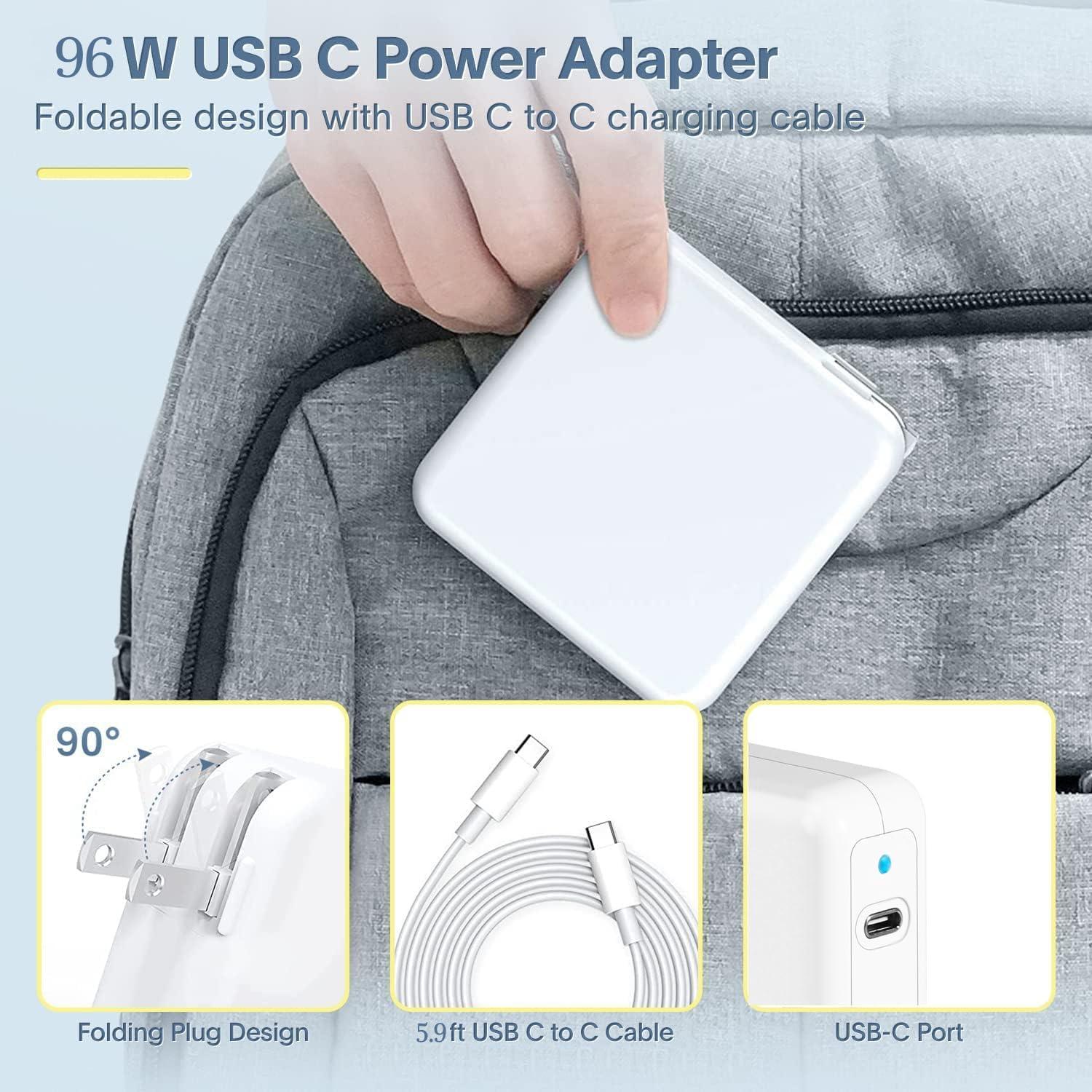 WOSUK MacBook Pro Charger 96W USB C Charger for MacBook Pro 16, 15, 14, 13 inch 2024, 2023, 2022, 2021, M3 M2 M1 Mac Book Air USB C Laptop Power Adapter with LED, 5A Cable Charging