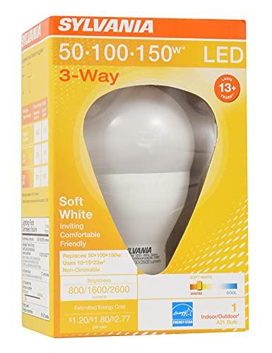 LEDVANCE SYLVANIA A21 LED Light Bulb, 3 Way, 50W/ 100W/ 150W, 13 Year, Non-Dimmable, Up to 2600 Lumens, 2700K, Soft White - 1 Pack (79713)