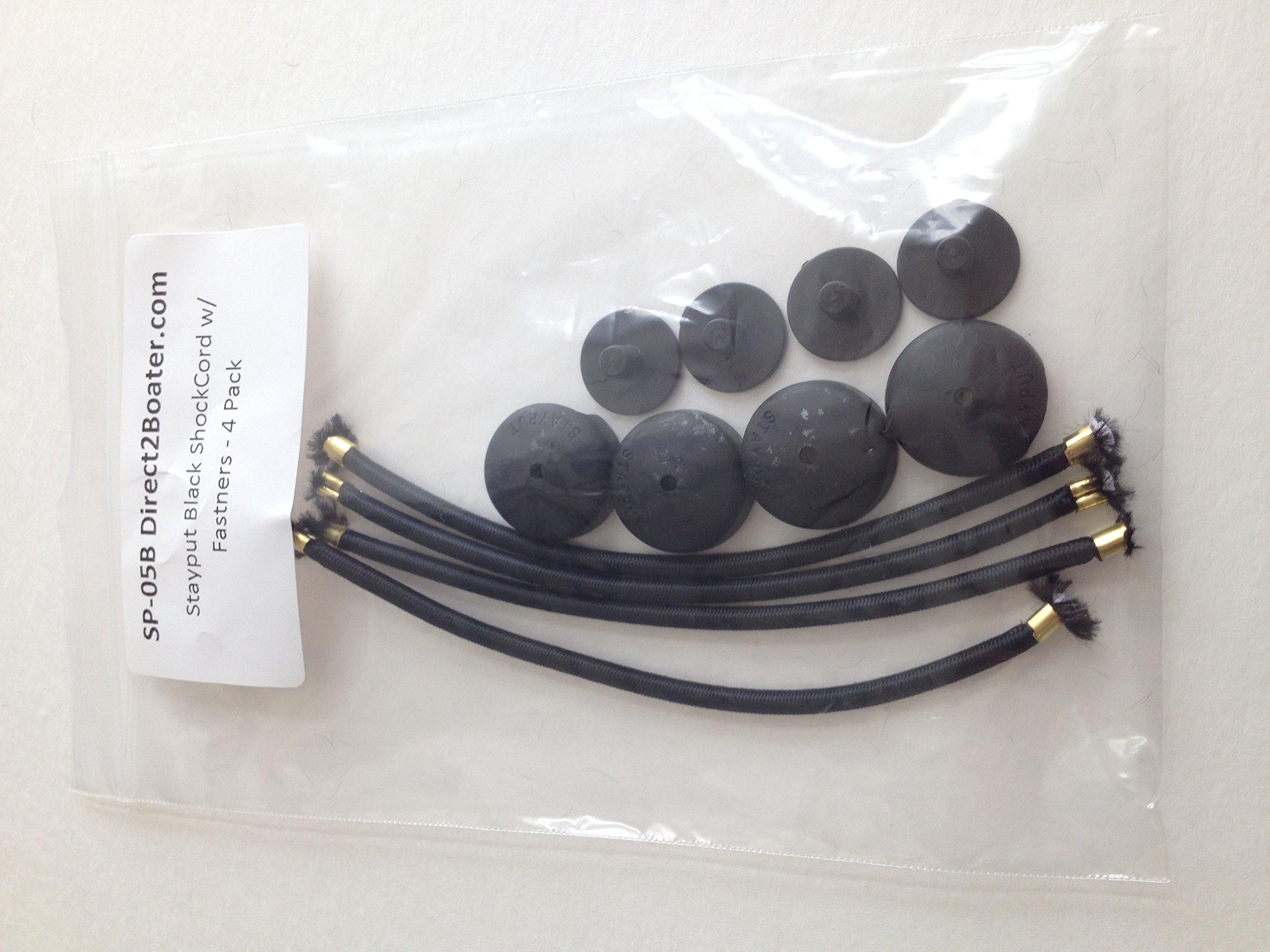 Stay Put Stayput Fasteners 6 5/8\" Standard Size Black Bungee Shock Cord & Fastener for Boat Canvas (4 Pack) - Length is 6 5/8\" End to End