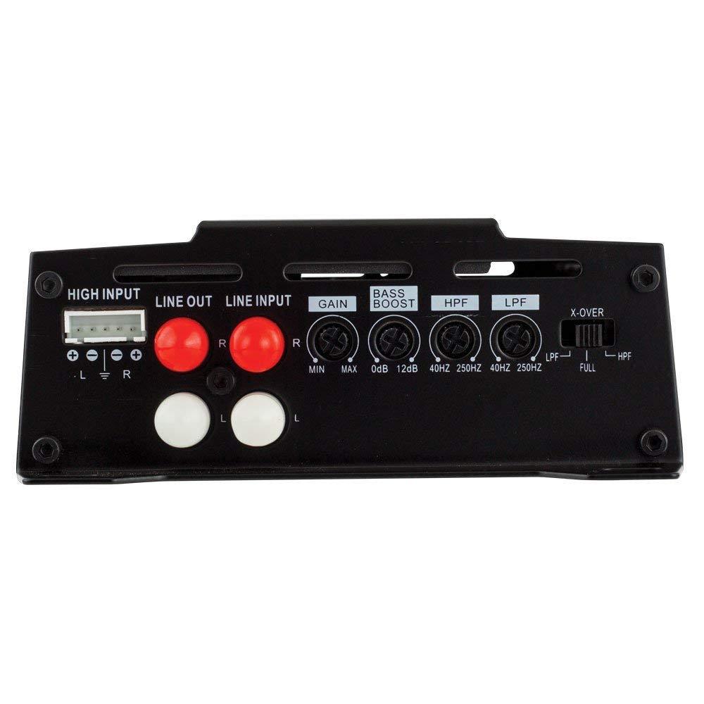 DS18 DS18 CANDY-X2B Amplifier in Black with Complete 4GA Amplifier Installation Kit Included - Class D, 2 Channels, 800 Watts Max, Digital, 2/4 Ohm - Compact Mini Ampflier for Speakers in Car Audio System