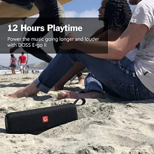DOSS DOSS Bluetooth Speaker, E-go II Portable Speaker with 12W Superior Sound and Loud Bass, IPX6 Waterproof, Built-in Mic, 12H Playtime, Waterproof Speaker for Pool, Beach, Outdoor, and Travel - Grey