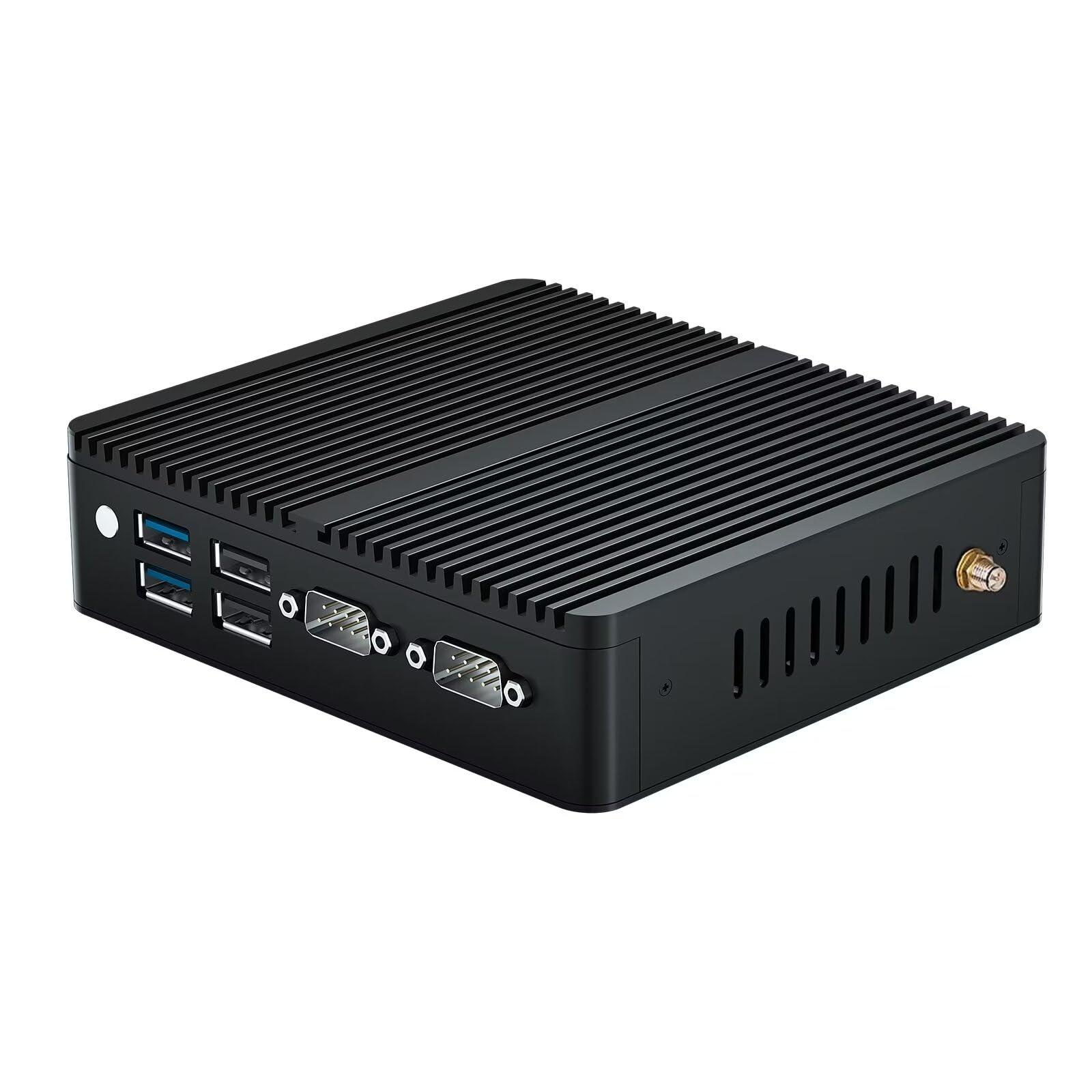 BASOARO BASOARO Mini Desktop PC, Industrial PC Fanless Win 11 Pro, Celeron J6412, 8G RAM 512G SSD 1TB HDD, 2*RS232 COM, Dual LAN, 1*DP, 2*HD, Triple Display, 4K, WiFi, Dual Band WiFi, Mini PC Fanless