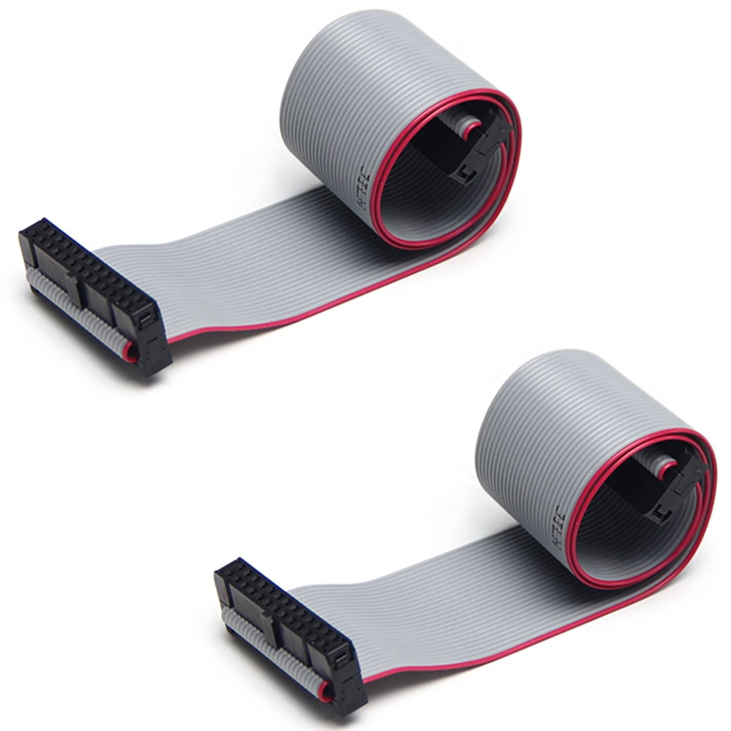 Fielect Fielect 2pcs IDC 20 Pin Connector Gray Wire Flat Ribbon Cable Connector Length 30cm 2.54mm Pitch