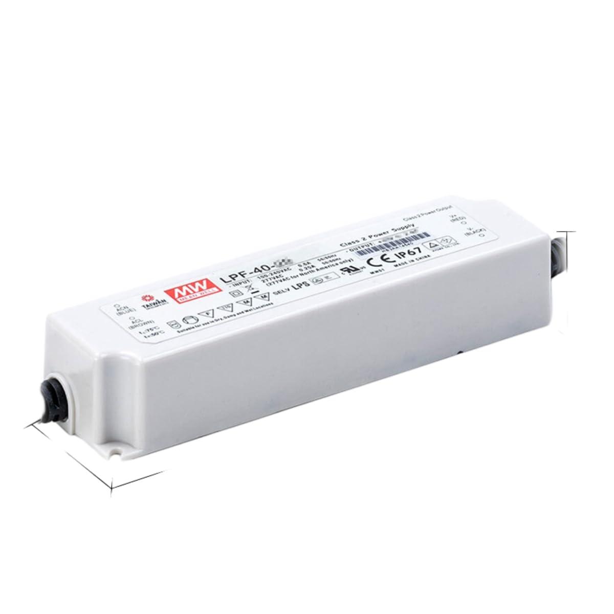 MEANWNVV Mean Well LPF 40W 15V 2.67A LED Driver LPF-40-15 AC-DC Constant Current Voltage Switching Power Supply Converter Transformer with IP30, PFC, Plastic Case