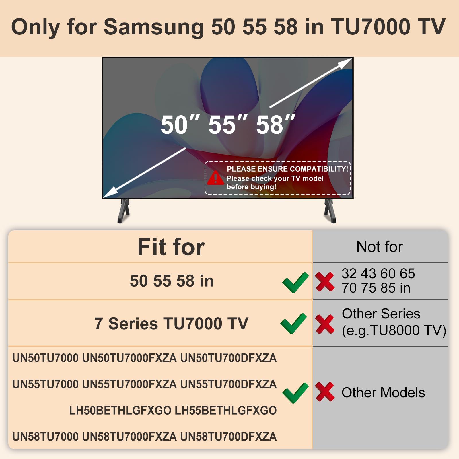 Maozhren TV Stand for Samsung TV Legs Replacement, for UN50TU7000FXZA UN50TU700DFXZA UN55TU7000FXZA UN55TU700DFXZA UN58TU7000FXZA UN58TU700DFXZA UN50TU8000FXZA LH55BETHLGFXGO, Only for Models We Listed, Black