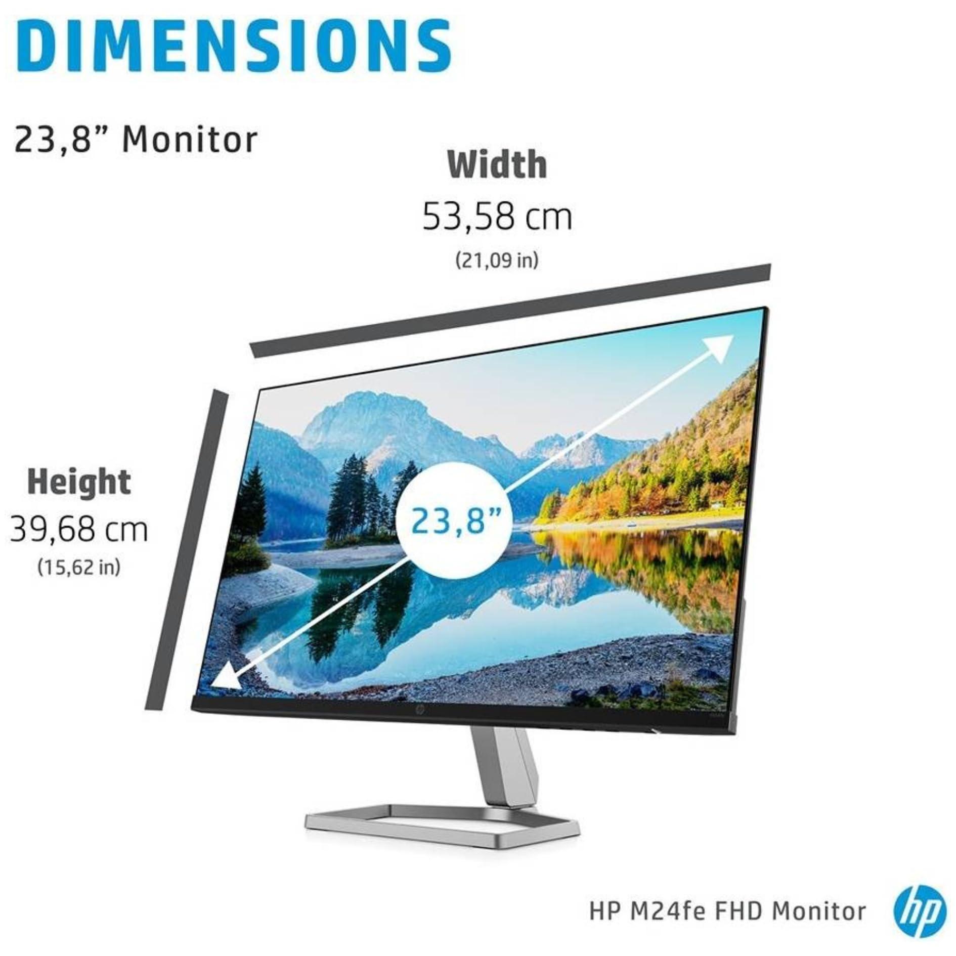 HP HP M24fe FHD Monitor 23.8-inch IPS AMD FreeSync 5ms GtG Response Time Eyesafe Certified On-screen Controls Low Blue Light Mode Anti-Glare, Black (Renewed)