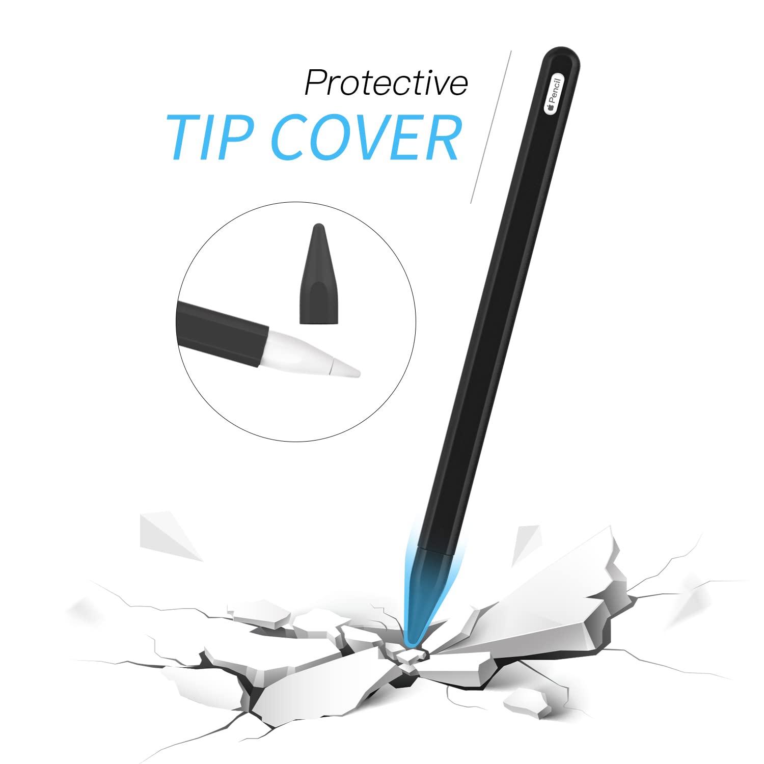 MoKo MoKo Pencil Case for Apple Pencil 2nd Generation/Apple Pencil Pro, [2 Pieces] Protective Silicone Apple Pencil 2nd Generation Pencil Holder Sleeve and Protective Nib Cover for Apple Pencil 2, Black