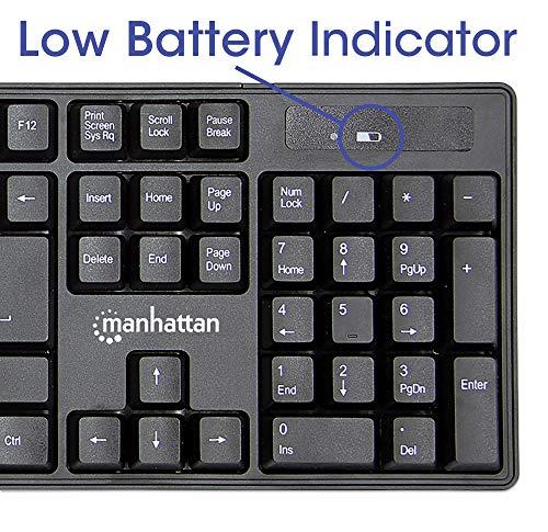 MANHATTAN Manhattan Wireless Keyboard and Mouse Combo - Full-Size USB Wireless Keyboard Mouse Set with 2.4GHz Dongle for PC Computer Laptop - Compatible with Windows and Mac 3 Year Warranty - Black 178990
