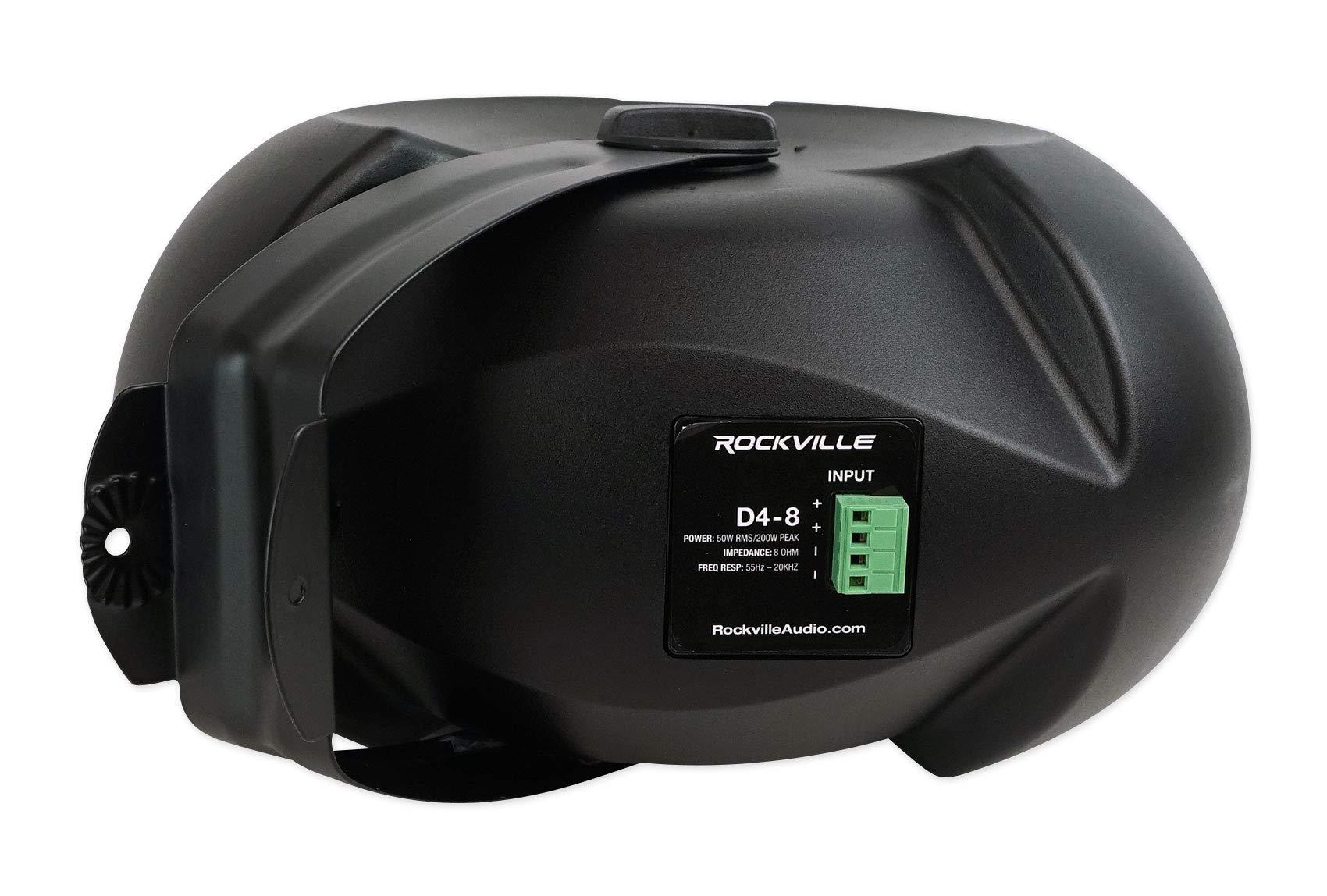 Rockville Rockville D4-8 Black Dual 4" Swivel Indoor/Outdoor Patio Speaker for Restaurant