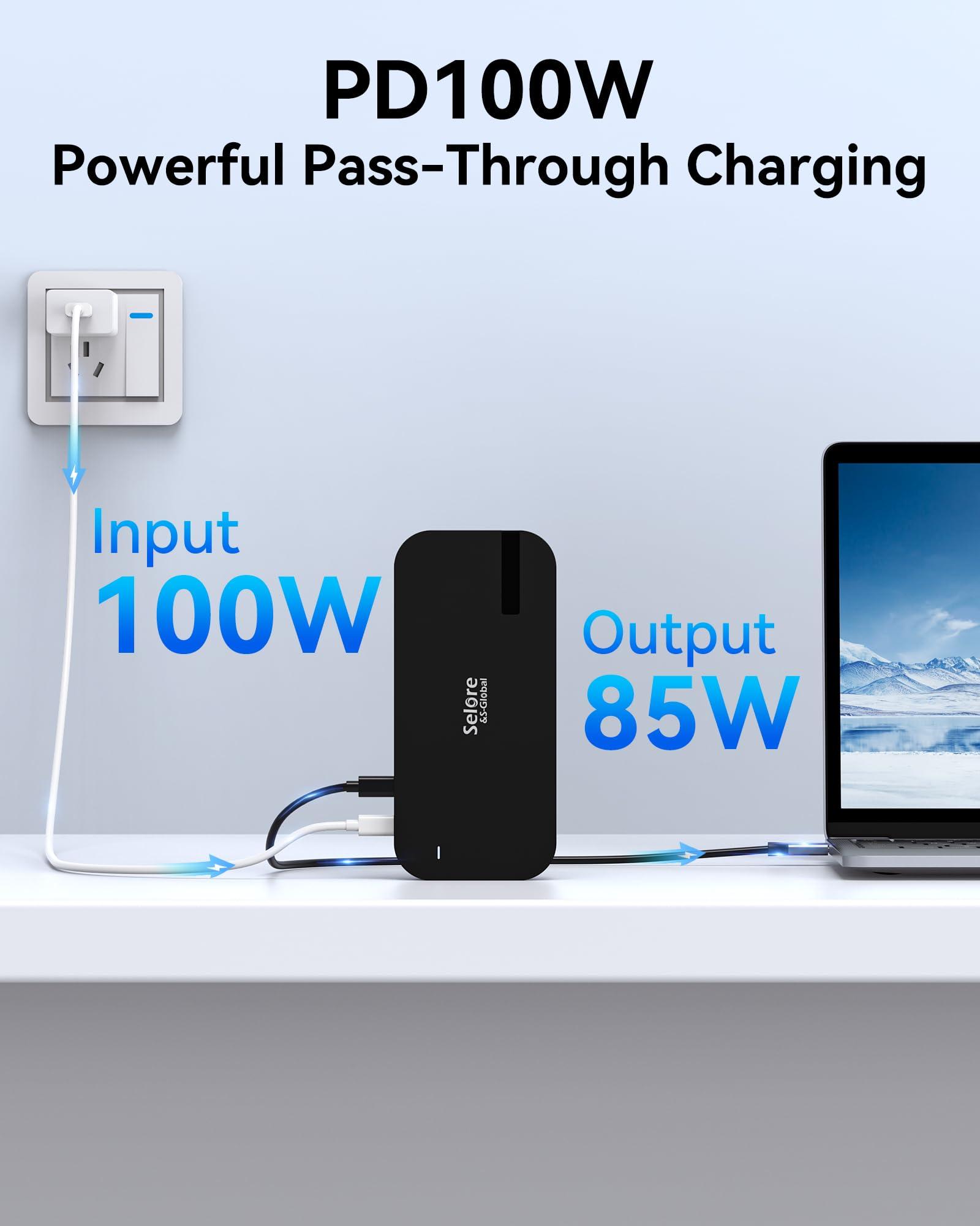 Selore&S-Global Selore USB C Dock 3 HDMI, 3 HDMI Docking Station Dual Monitor,16 in 1 Laptop Docking Station 3 Monitors with 3 HDMI,10G USB A/C 3.1,100W PD,SD/TF,Ethernet,USB C Hub,USB C Dongle for Windows Mac