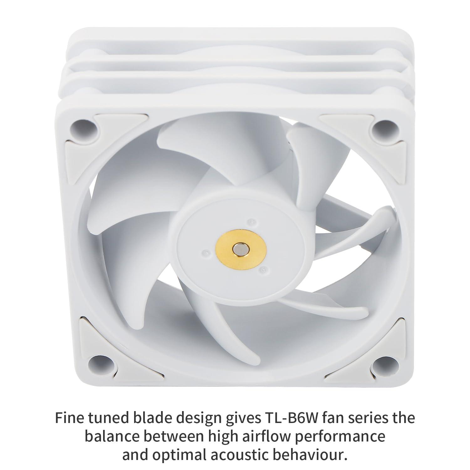 Thermalright Thermalright TL-B6W 60mm CPU Cooler Fan, Silent Computer Case Fan,6025 CPU Fan,DC 12V CPU Mute Cooling Fan(White)