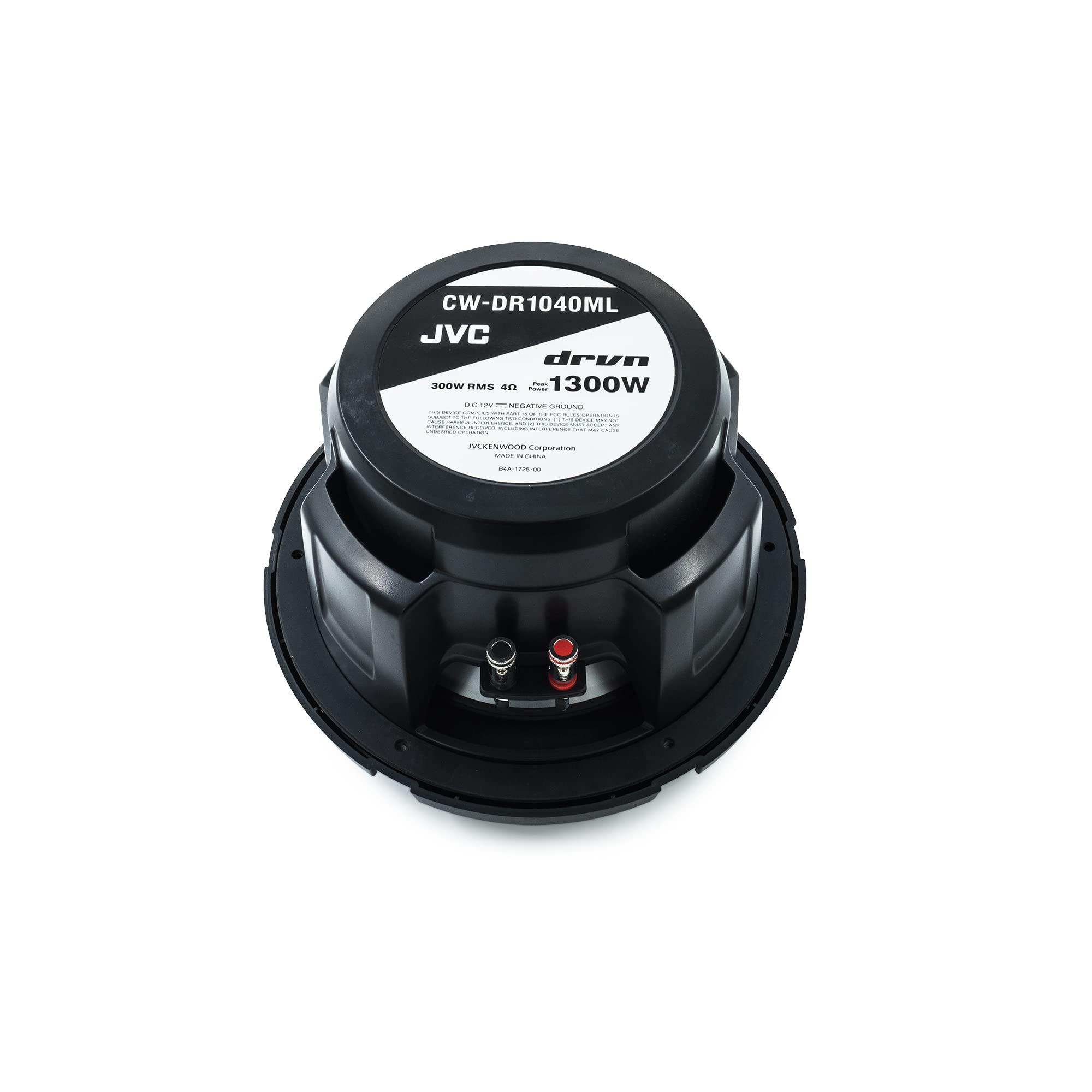 JVC JVC CW-DR1040ML 10-Inch RGB Illunimanation Outdoor Marine/Car Audio Subwoofer - 1,300 Watt Single Black Waterproof Bass Loud Speaker for Marine Stereo Sound System