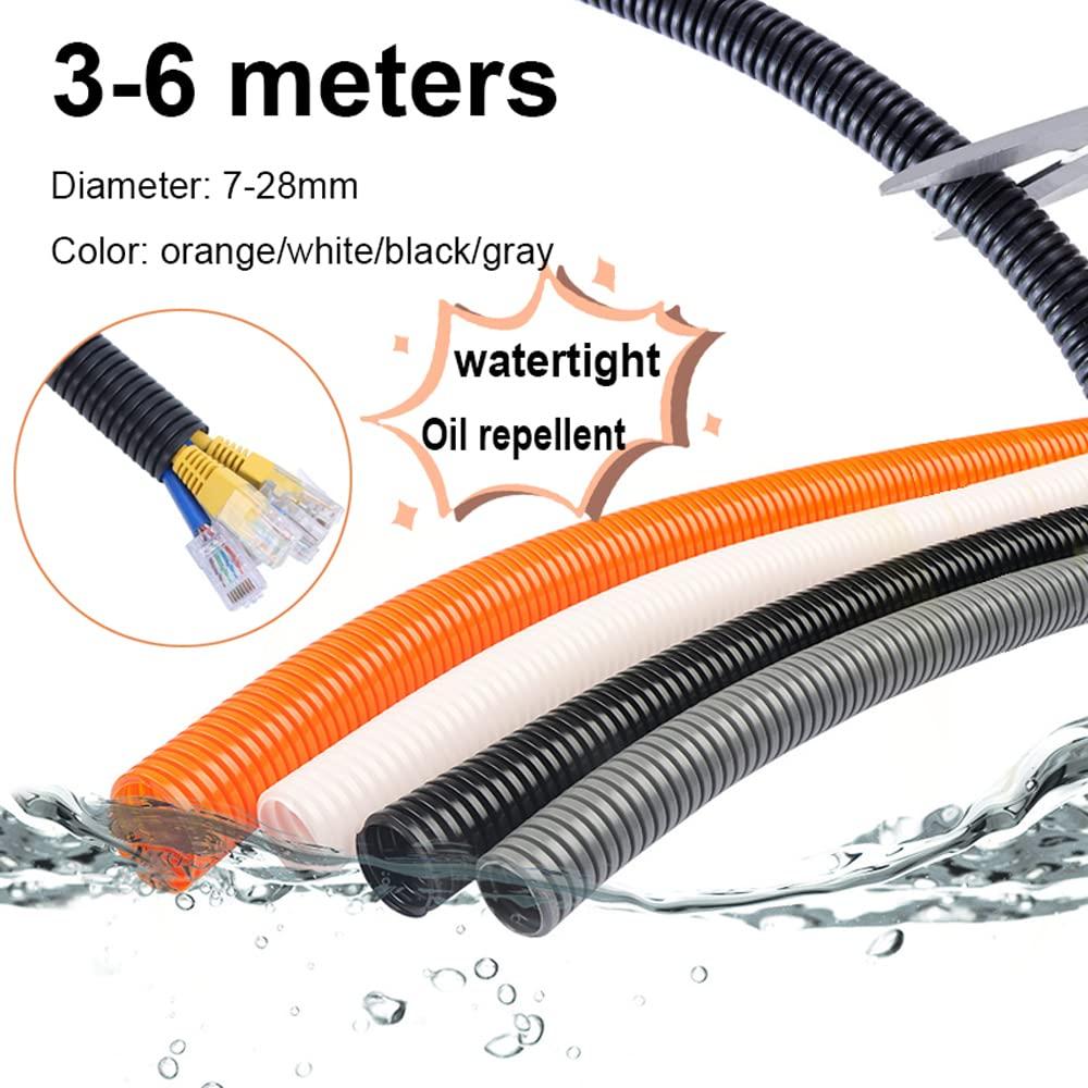 SKYPRO Split Loom Tubing Wire Conduit, White Corrugated Wire Tube Cable Protection Pipe Cable Tidy Tube for TV Cables, Electric Wire, Garden Lights (OD 28mm, 19.6 Ft)