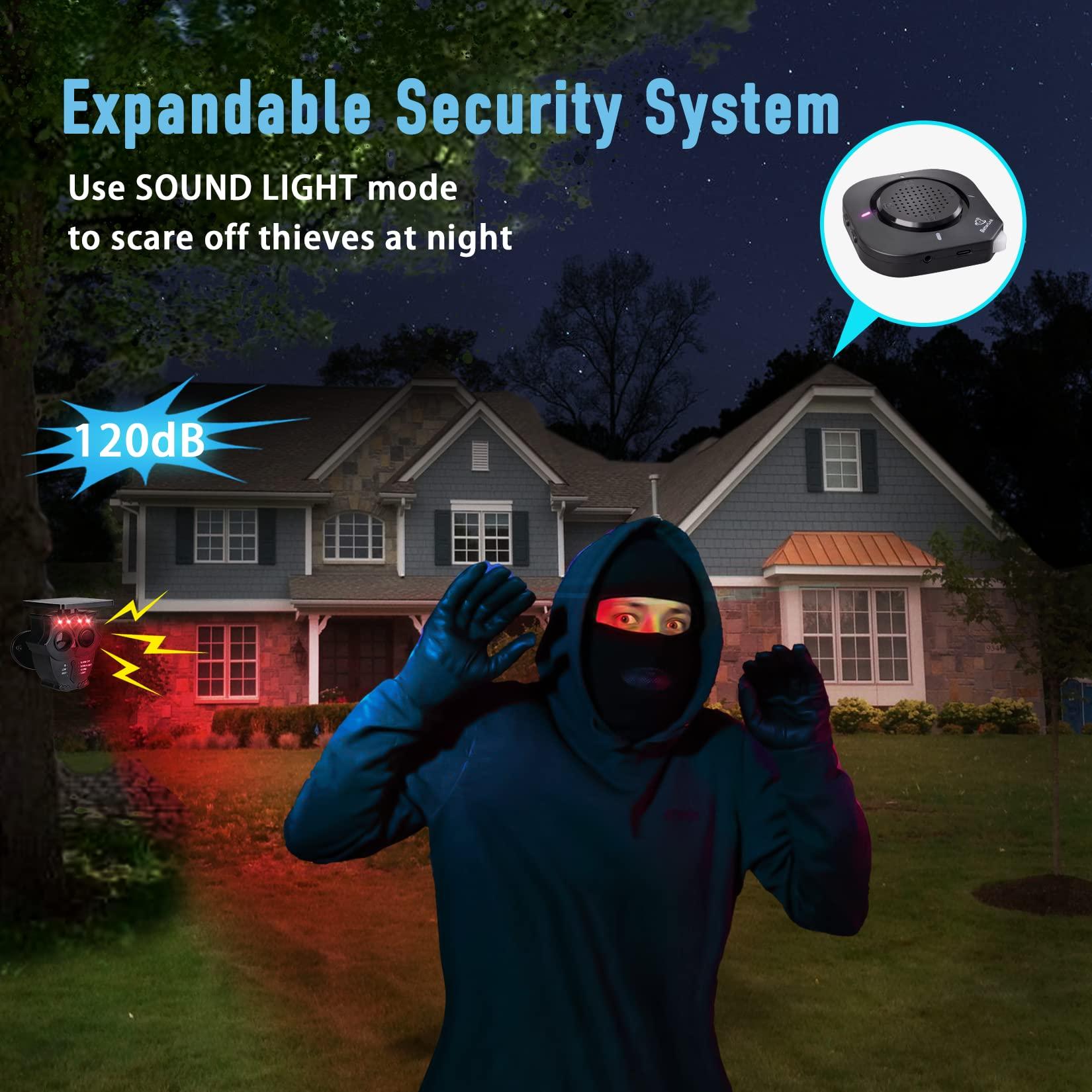 Betterlink 1/2 Mile Long Range Solar Wireless Driveway Alarm System IP65 Weatherproof Outdoor Motion Detectors&Sensor 120dB Siren Sound Light Security Alert System Monitor&Protect Outdoor/Indoor Property(1R4S)
