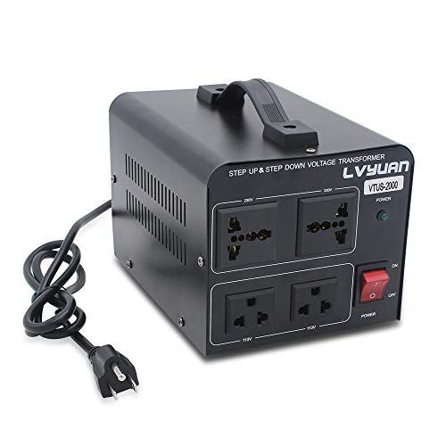Cantonape Cantonape Voltage Transformer Converter 2000 Watt Step Up/Down Convert from 110-120 Volt to 220-240 Volt and from 220-240 Volt to 110-120 Volt with 2 US Outlets, 2 Universal Outlets