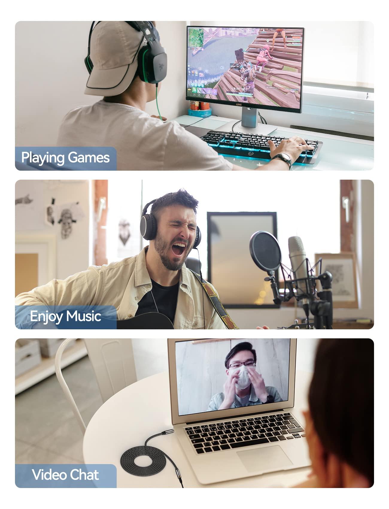 VIOY VIOY Headphone Extension Cable 20 FT,[Copper Shell, Hi-Fi Sound] 3.5 mm Male to Female Stereo Audio Cable Nylon Braided Aux Cord for Smartphones, Tablets, Media Player