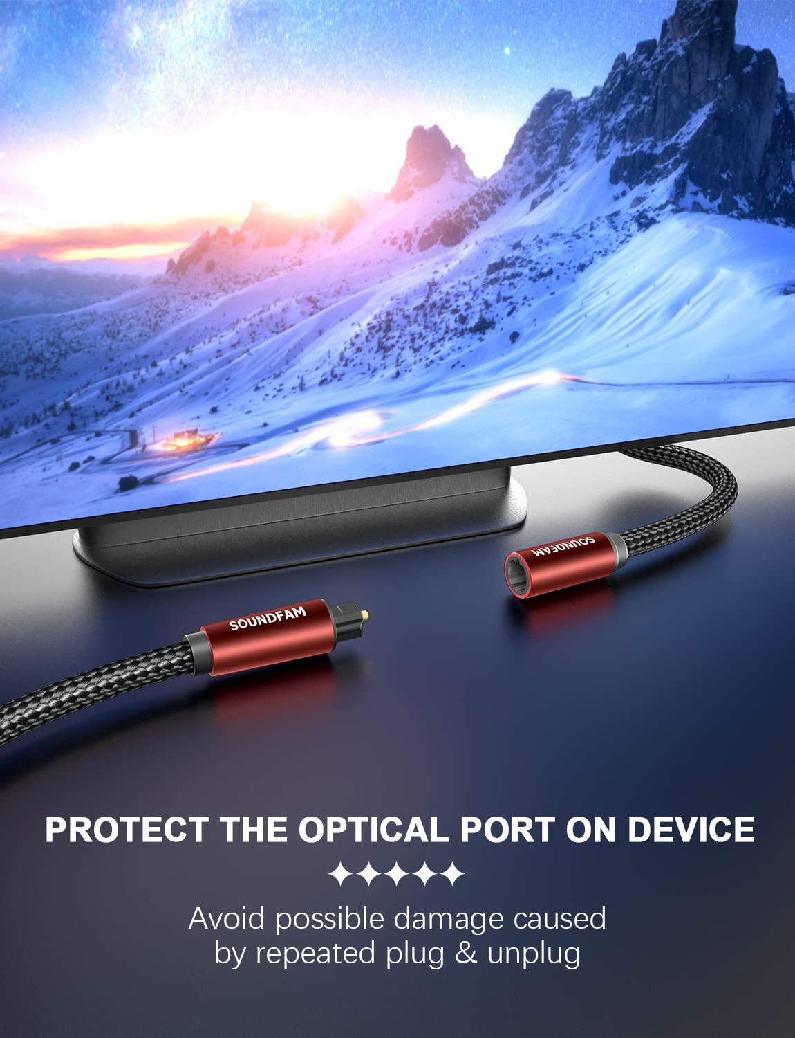 SOUNDFAM SOUNDFAM Optical Audio Cable Extension 6ft, TOSLINK Optical Extension Cable Male to Female Toslink Extension Adapter Cable for Soundbar TV - Wine Red