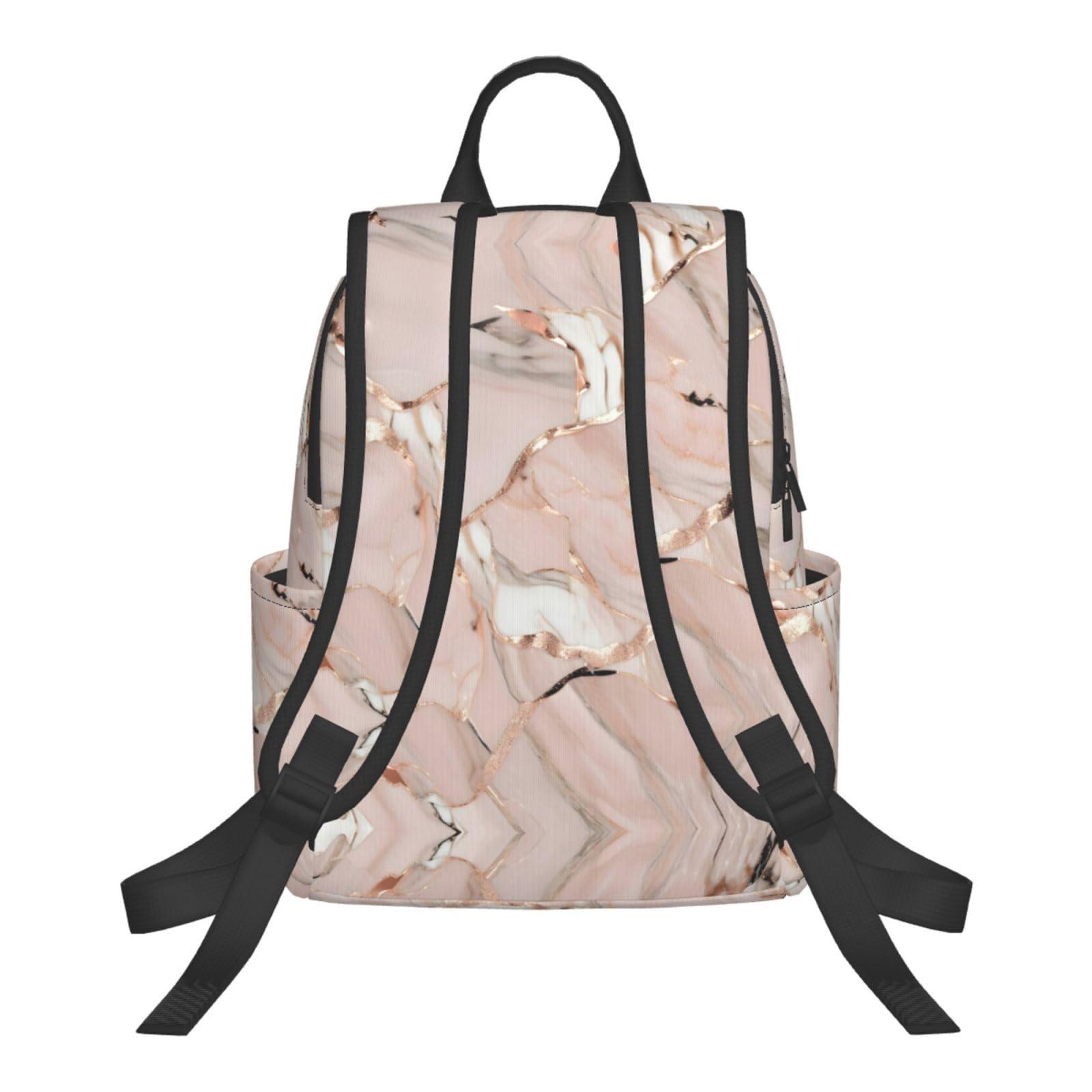 YQxwJL YQxwJL Rose Gold Marble Print Lightweight Backpack, Travel Bookbag College Bag,Laptop Backpack For Men Women