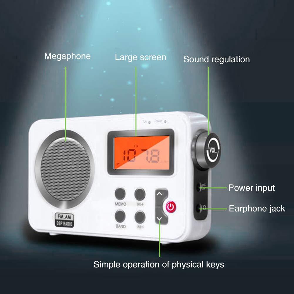 EMVANV Shower Radio Speaker, Portable LCD Display Stereo Radio with AM/FM Radio/RDS System Long Playback Time Radio with Preset 20 Radio Stations for Bathroom, Hot Tub, Outdoor(White)