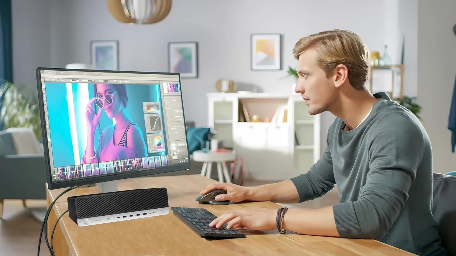 HP HP EliteDesk 800 G4 SFF Business Desktop PC with 24\"\" FHD Monitor, Intel Core i5-8500, 16 GB RAM DDR4, 256GB SSD,1TB HDD,Mouse&Keyboard,DVD,WiFi,BT,Windows 10 Pro, Black (Renewed)