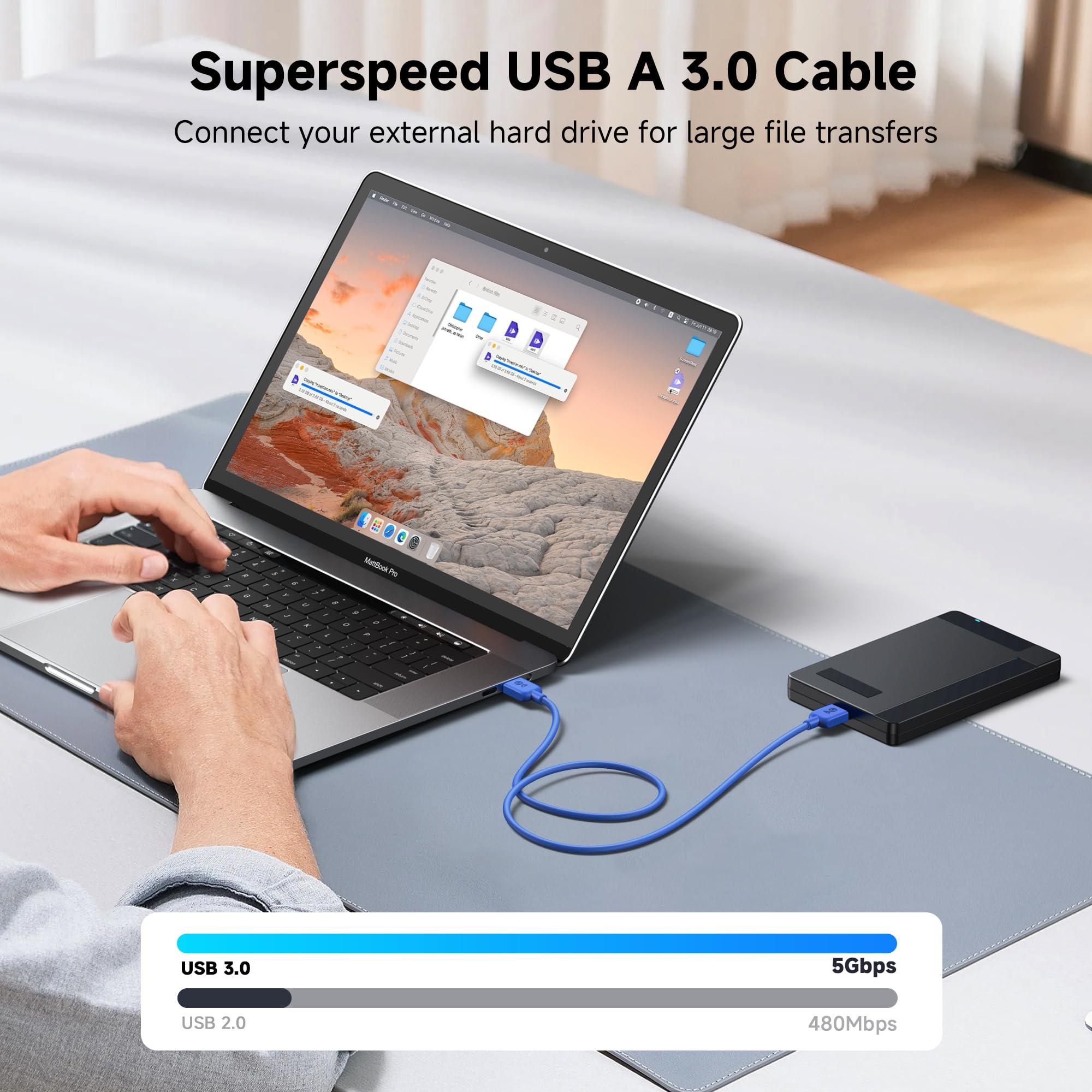 Cable Matters Cable Matters USB 3.0 Cable - 6ft, USBA to USBA Cable, Male to Male USB Cord, Blue
