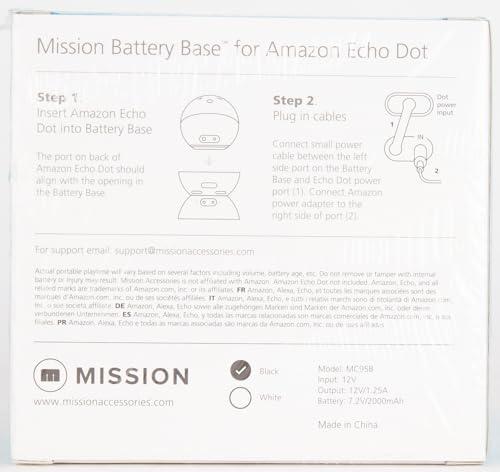 Mission Cables Made for Amazon Battery Base, for Echo Dot (4th & 5th generation)