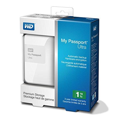 Western Digital WD 1TB White My Passport Ultra Portable External Hard Drive - USB 3.0 - WDBGPU0010BWT-NESN