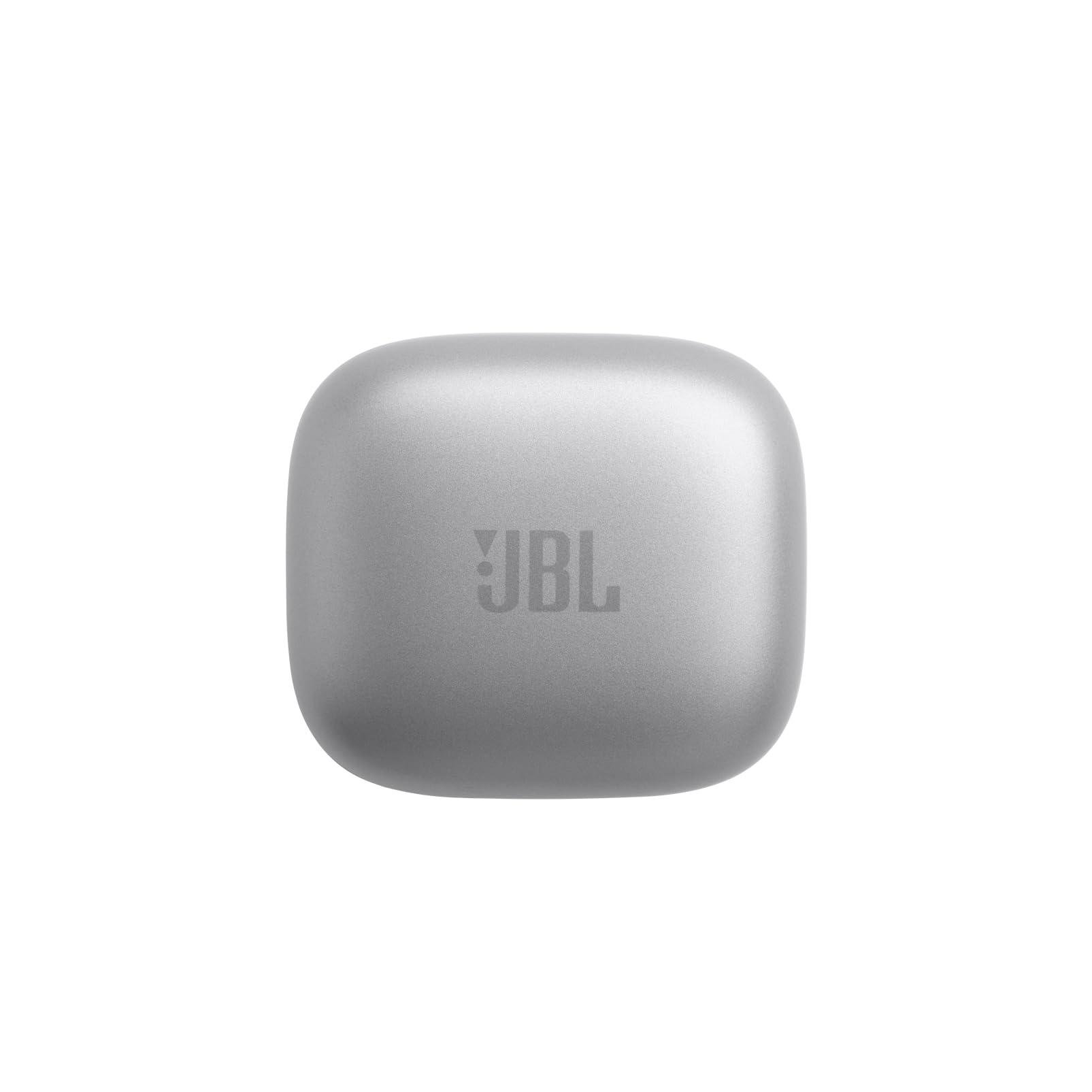 JBL JBL Live Free 2 - True Wireless Noise Cancelling Earbuds, Up to 35hrs of Playtime, 6 mics for Perfect Calls with Zero Noise, IPX5 Waterproof, Oval Tubes for Better Comfort, Isolation, & bass (Silver)