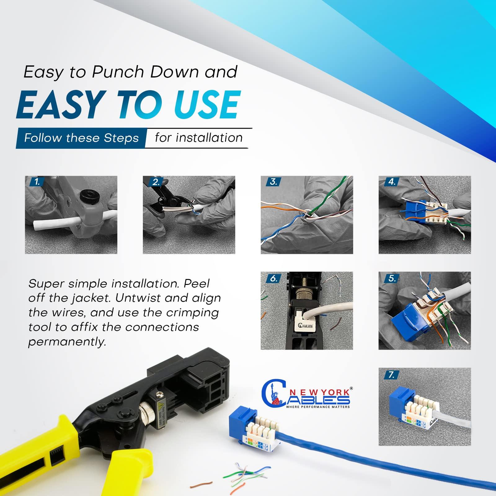 NewYork Cables NewYork Cables cat 6 Keystone Jack 90 Degree Punchdown Ethernet Wall Jack for Patch Panels Wall Plates