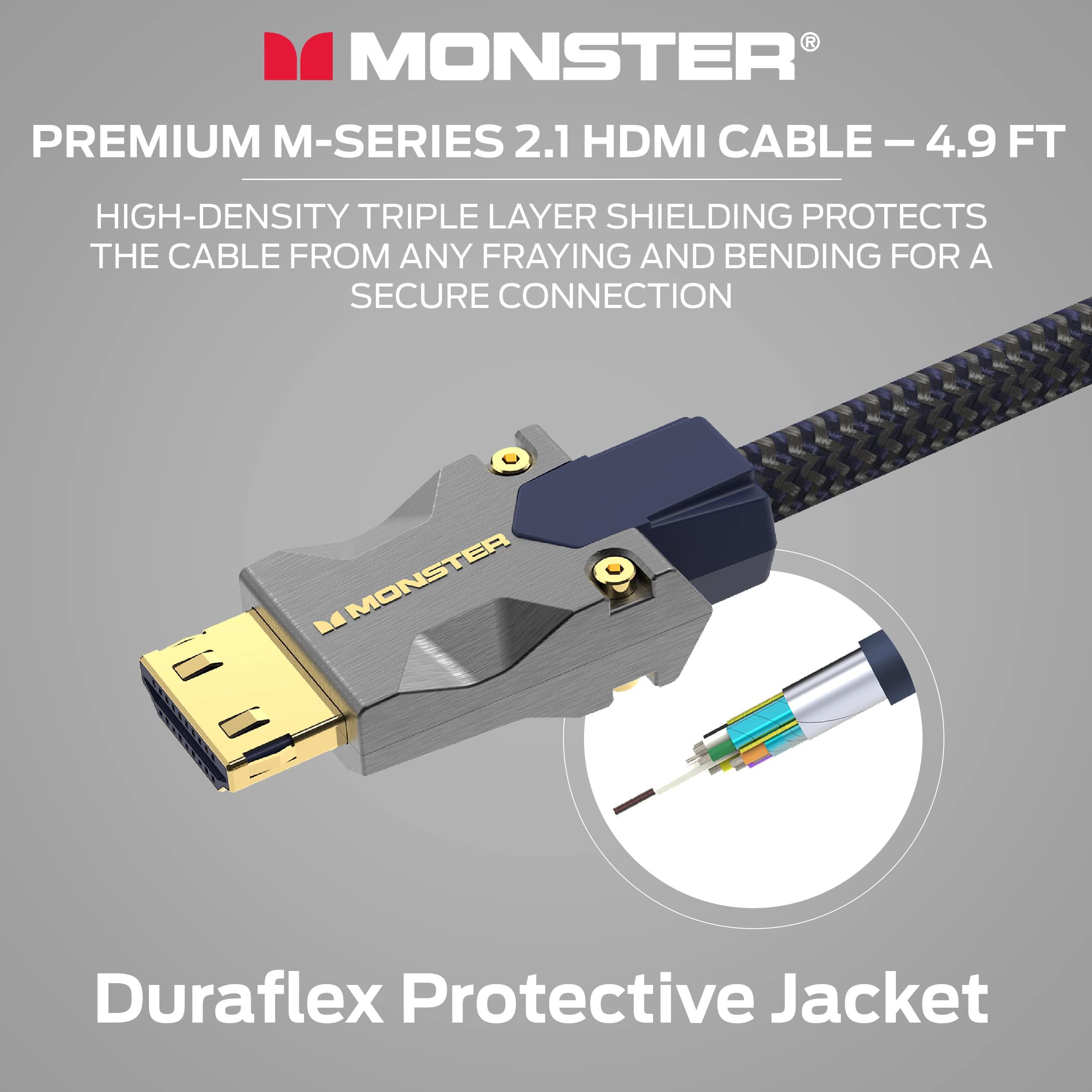 Monster Monster M-Series 3000 Certified Premium 8K High Speed - 2.1, 4K 120Hz , 48 Gbps- HDMI Cables for Apple TV, Roku, Smart TV, Laptop, Montior - 4.9 ft