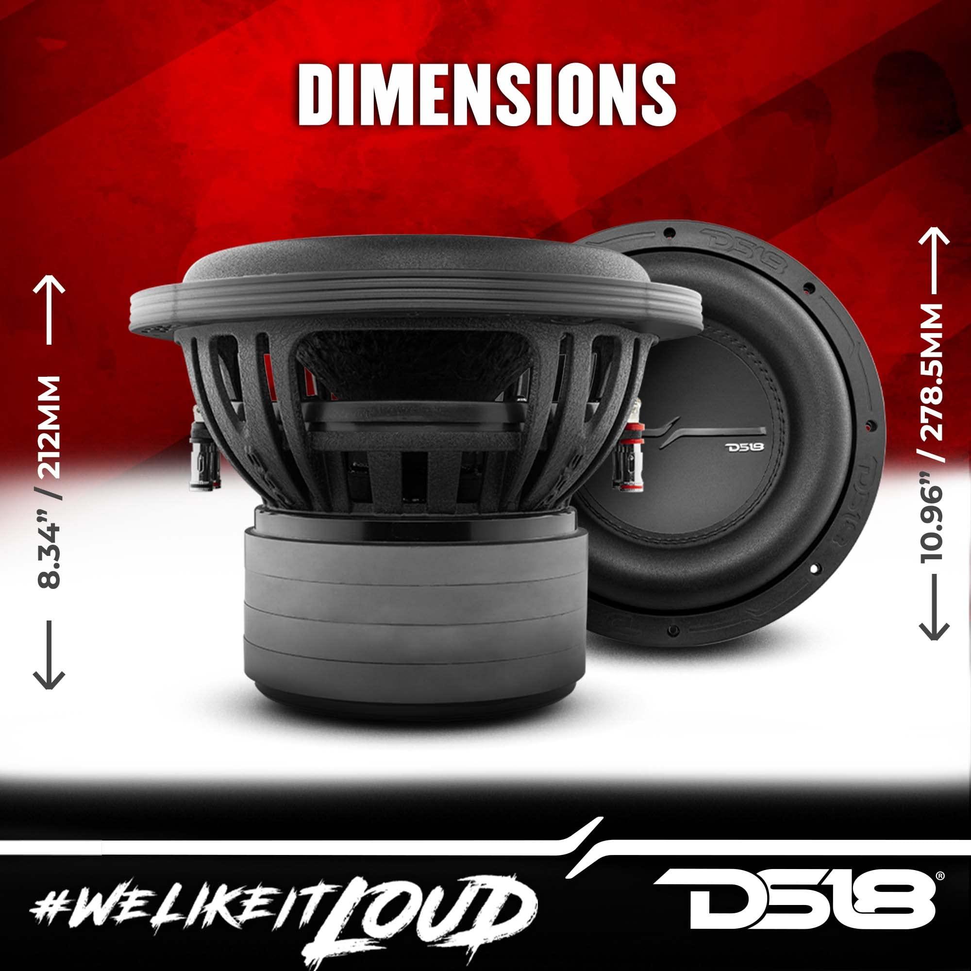 DS18 DS18 ZXI10.2D High Excursion 10 Inches Car Audio Subwoofer 1600 Watts Dual Voice Coil 2-Ohm 4 Magnets (1 Speaker)