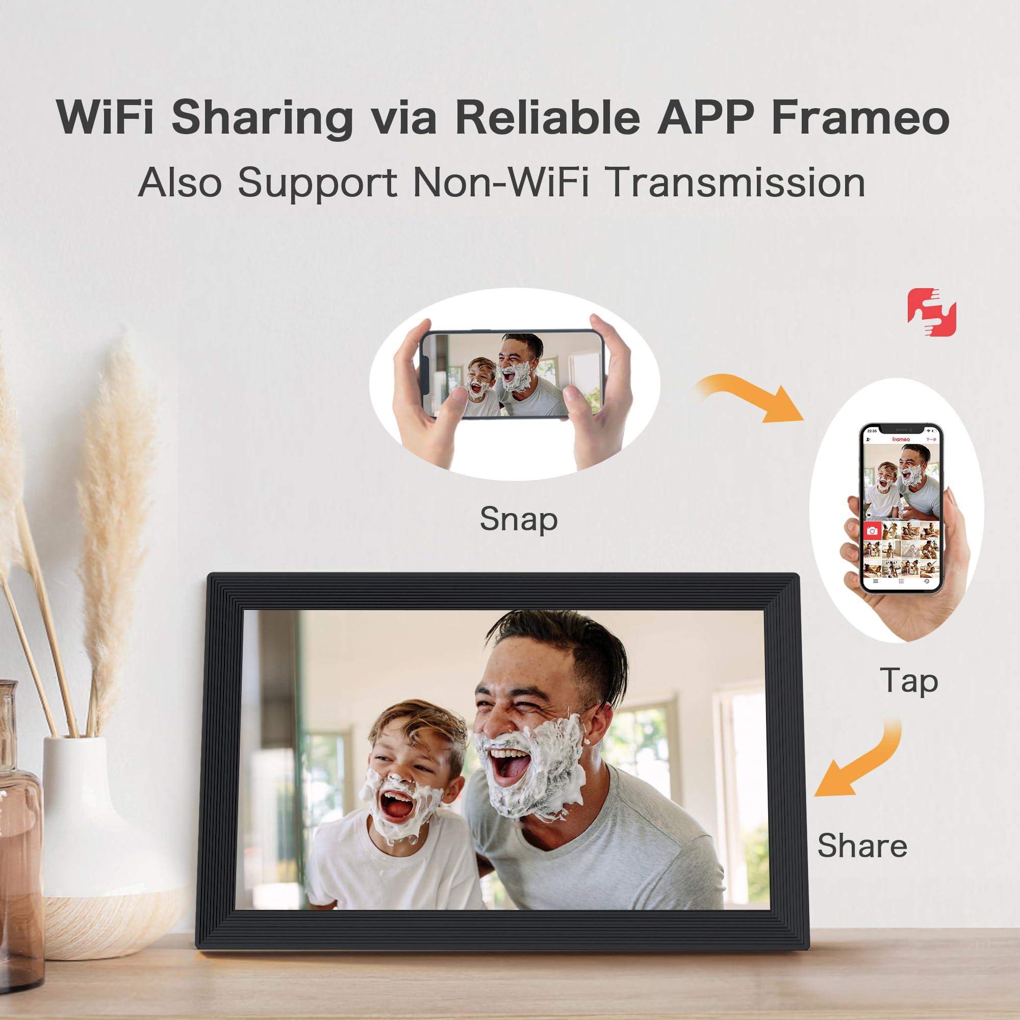 Pastigio Digital Picture Frame 2 Pack, 15.6 Inch Frameo Digital Frame WiFi, 1920 * 1080 HD IPS Touch Screen Digital Photo Frame Electronic, 32GB Memory, Auto-Rotate, Share Photos/Videos, Black + White