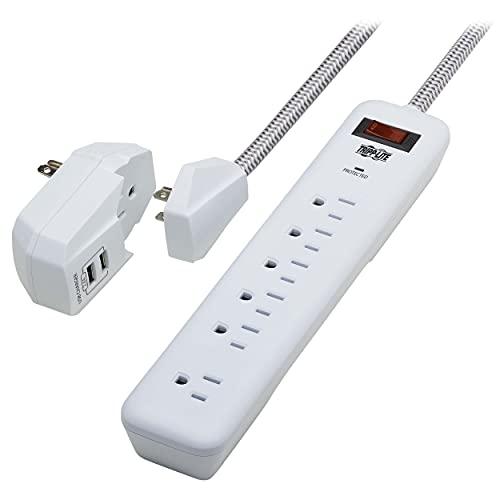 Tripp Lite Tripp Lite Surge Protector Power Strip 7-Outlet with 2 USB Ports 6ft Cord White (TLP616USB)