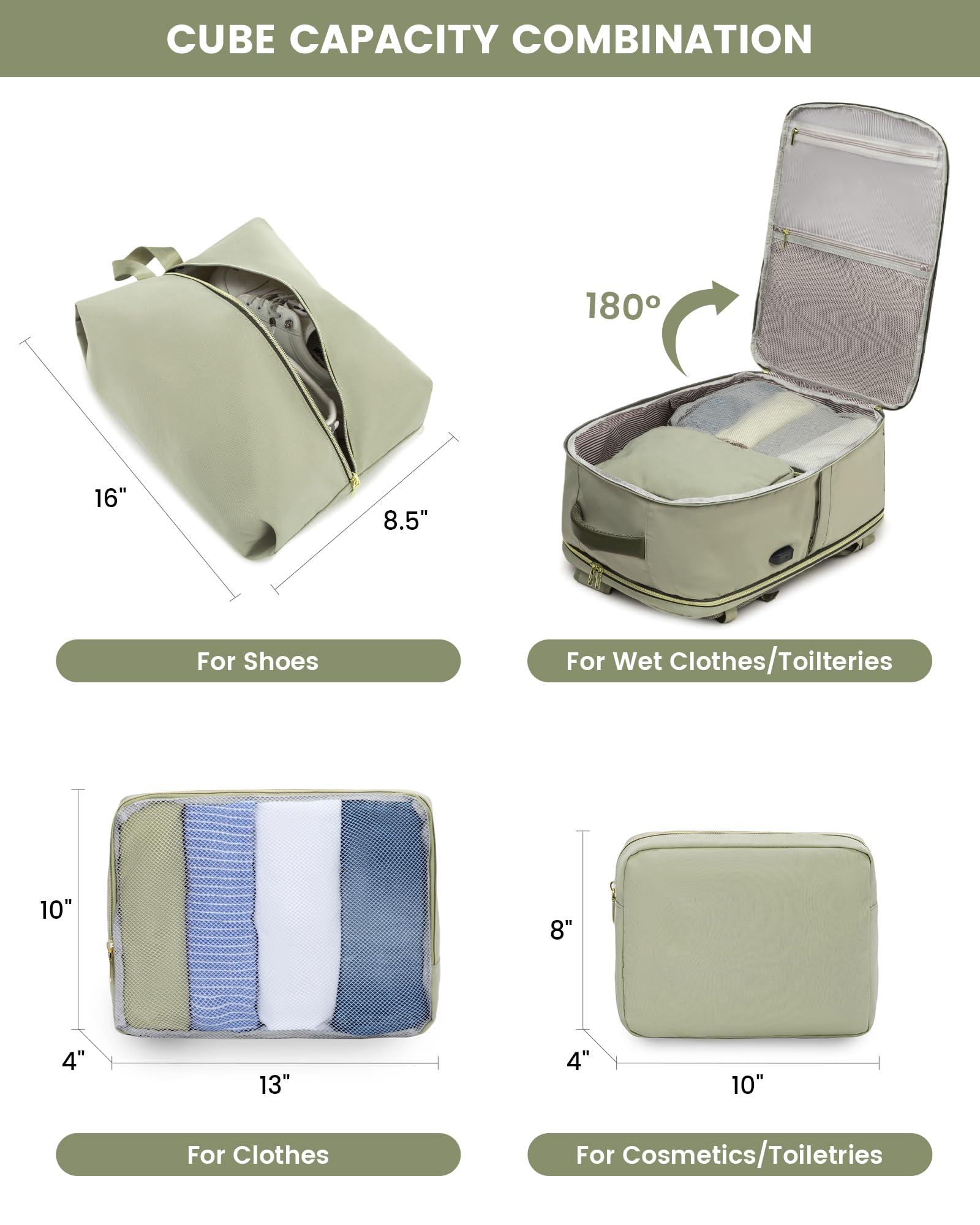 LOVEVOOK LOVEVOOK Large Travel Backpack for Women, 50L Carry on Backpack Airplane Approved, TSA Personal Item Travel Bag for Women fits 18" Laptop, Waterproof Carry on Bags for airplanes with 3 Packing Cubes