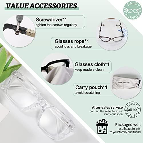 MARE AZZURO MARE AZZURO Oversized Reading Glasses 3.00 Women Stylish Readers 0 0.5 0.75 1.0 1.25 1.5 1.75 2.0 2.25 2.5 2.75 3.0 3.5 4.0 5.0 6.0 (Transparent, 300)