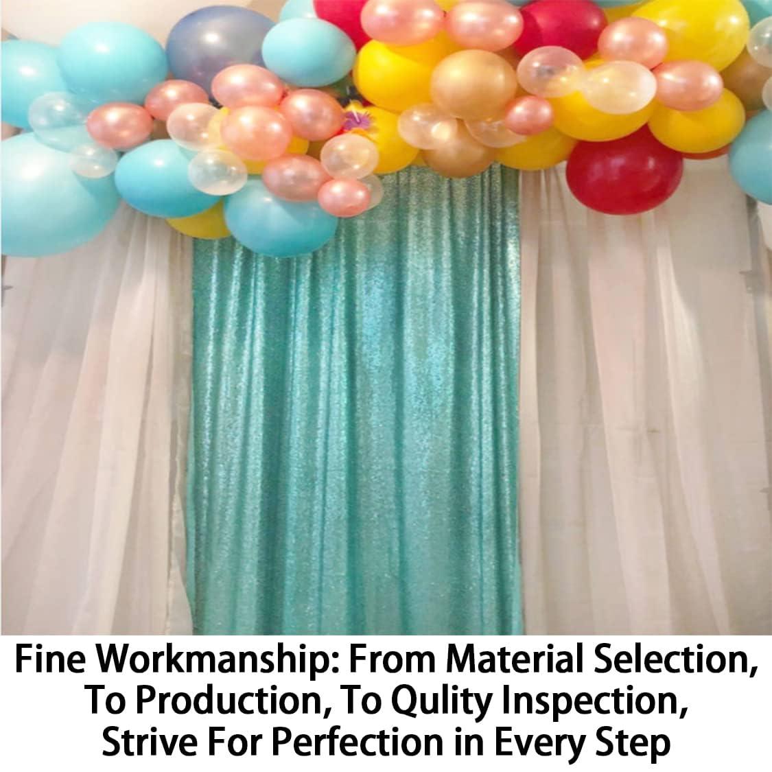 ShinyBeauty ShinyBeauty Sequin Backdrop 4x10ft Teal Sequin Curtains 2 Panels Wedding Drapes Glitter Backdrop Curtains for Parties Photography Background (4FTx10FTx2PC, Teal)