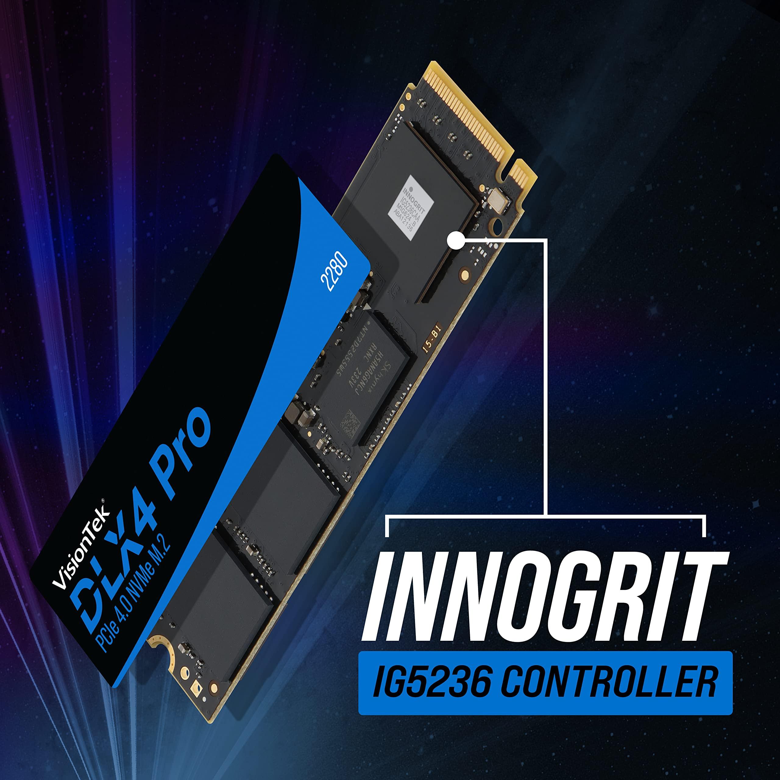 VisionTek VisionTek 2280 M.2 DLX4 Pro SSD - 2TB - PCIe Gen 4.0 x4 NVMe - 5200MB/s Read, 4775MB/s Write Laptops, Gaming PCs, Compatible Consoles
