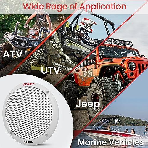 Pyle Pyle 6.5 Inch Dual Marine Speakers - 2 Way Waterproof and Weather Resistant Outdoor Stereo Sound System with 400 Watt Power, Polypropylene Cone and Butyl Rubber Surround - 1 Pair - PLMR605W(White)