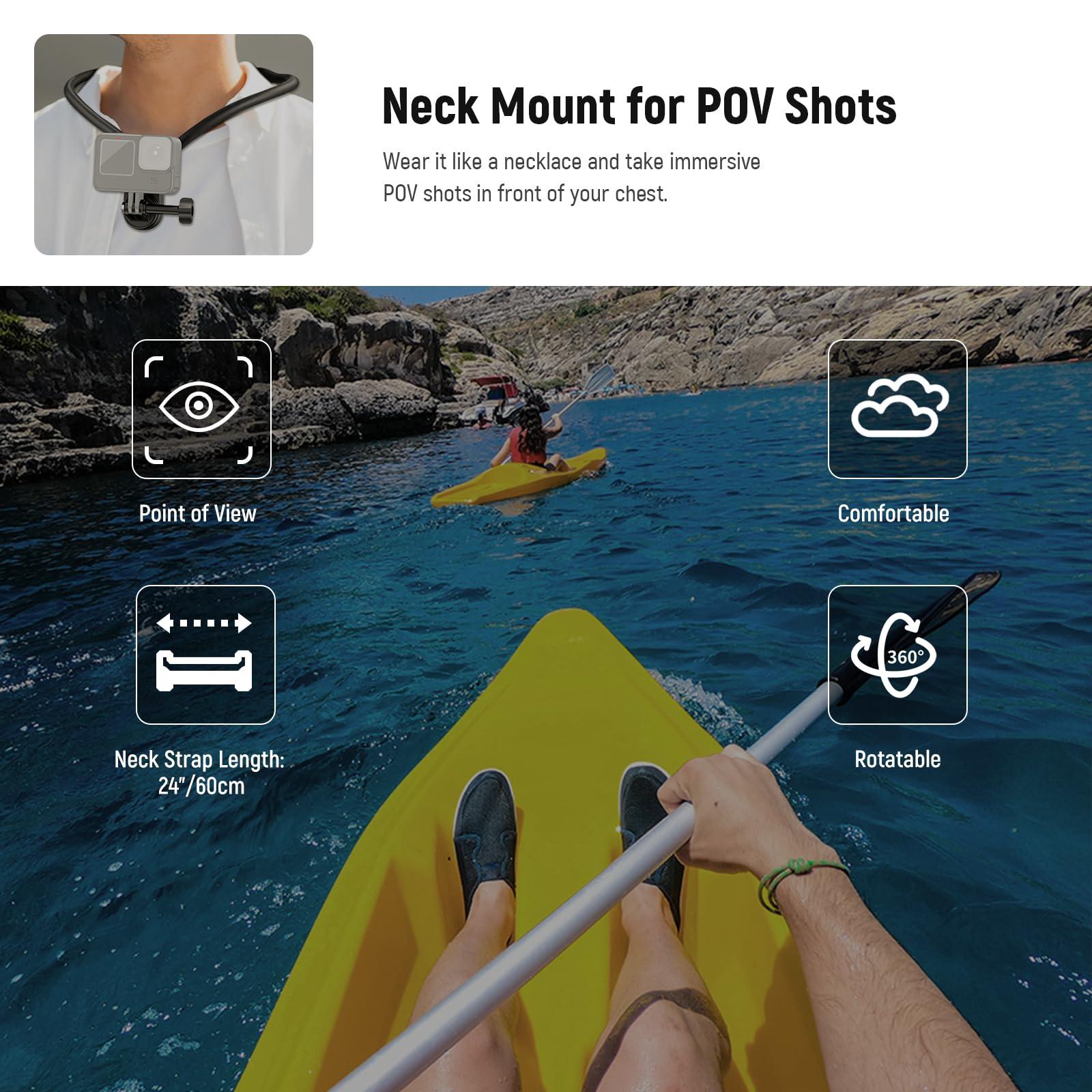 NEEWER NEEWER Magnetic Neck Mount Compatible with GoPro Hero 13 12 11 MAX DJI Action 4 Insta360 iPhone 15 Pro Max Samsung S23, Quick Release Flexible POV Action Camera Neck Mount Adapter & Phone Holder, GP15