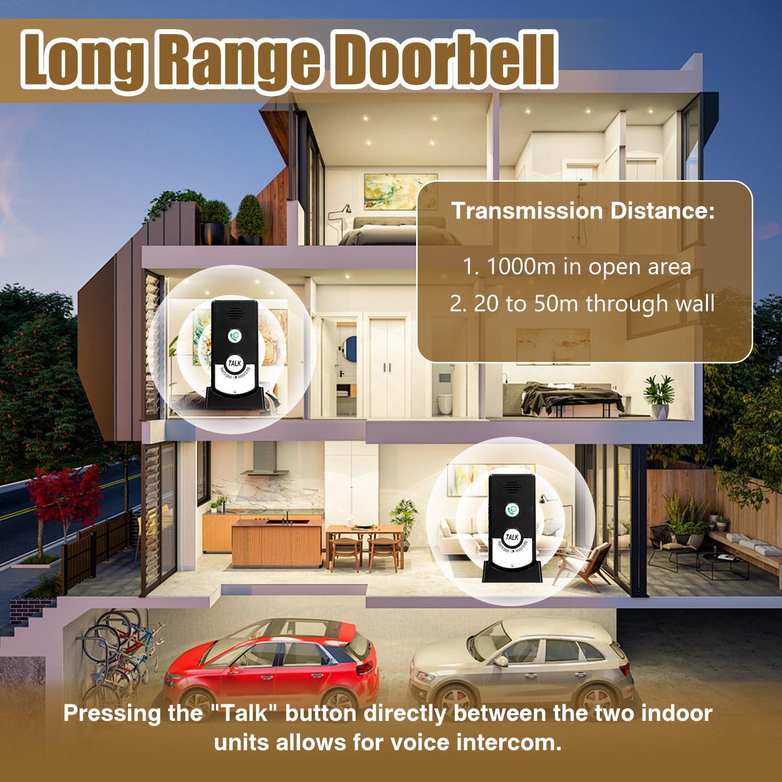 VINGVO Intercom System for Home, 2 Way Voice Intercom Wireless, Home Intercom System Super Long Range Intercomunicador Intercom Doorbell System Unit for Home Hospital Office