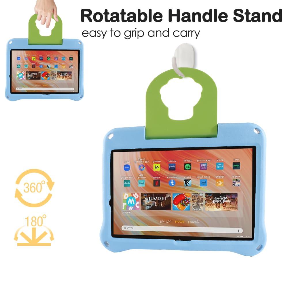 Topevoeon Topevoeon Dinosaur Fire HD 10 Tablet Case for Kids Boys Light EVA Kids Friendly Fire HD10 Plus 10.1 inch 2021 2023 11Gen Case with Handle Kickstand Kids Pro Shockproof Full Cover for Boy's Gift