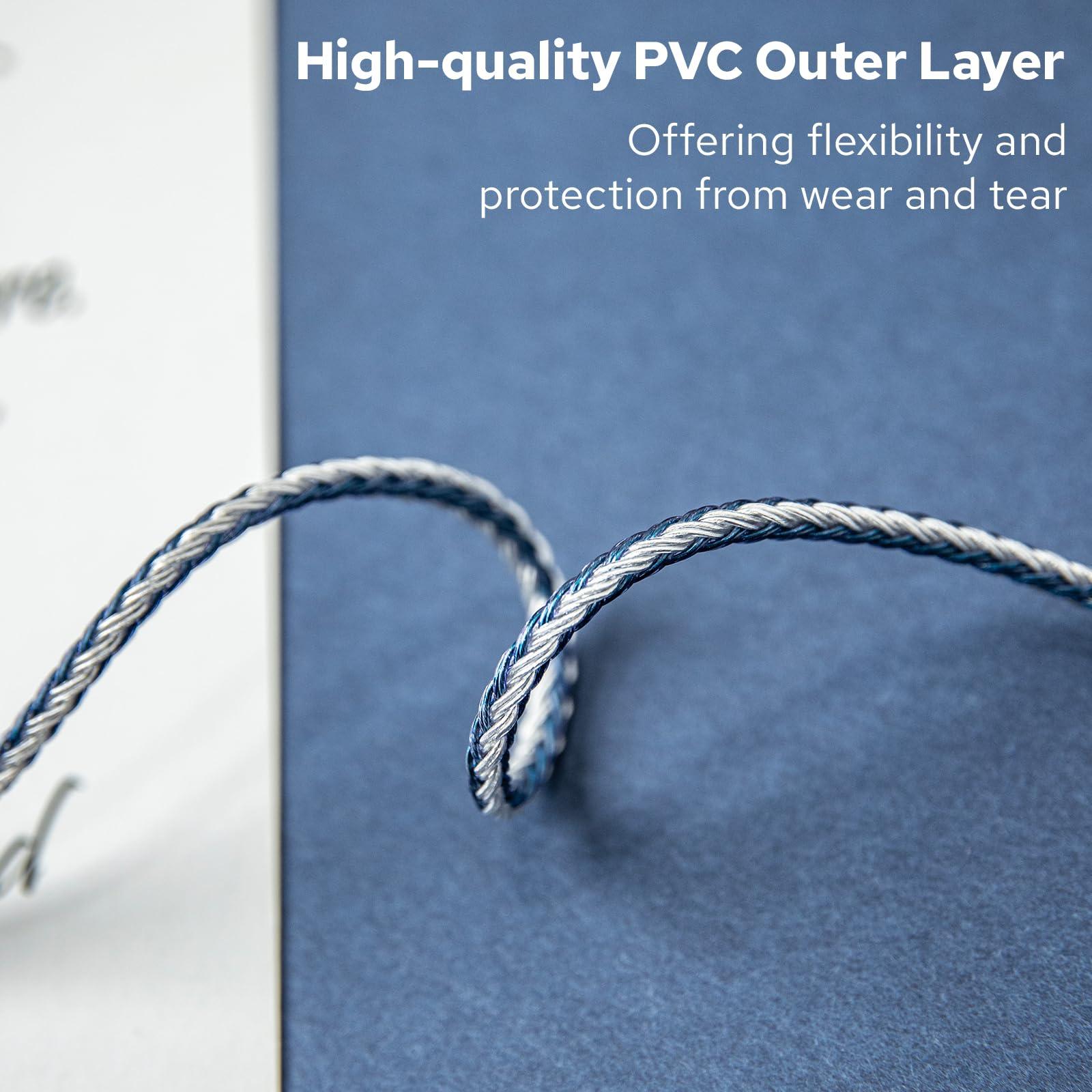 Linsoul Linsoul Tripowin C-01 IEM Cable, 16 Core Hybrid Copper-Silver Earphone Cable, OFC and Silver-Plated Copper HiFi Replacement Cable for Wired Earbuds (2Pin, 3.5mm)