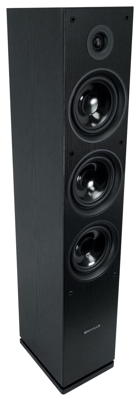 Rockville Rockville RockTower 64B Passive Tower Speaker, 4 Ohm, Black, High-Fidelity Sound, Detachable Grille, 3-Way, 6.5", 500W, MDF, Perfect for Home Audio