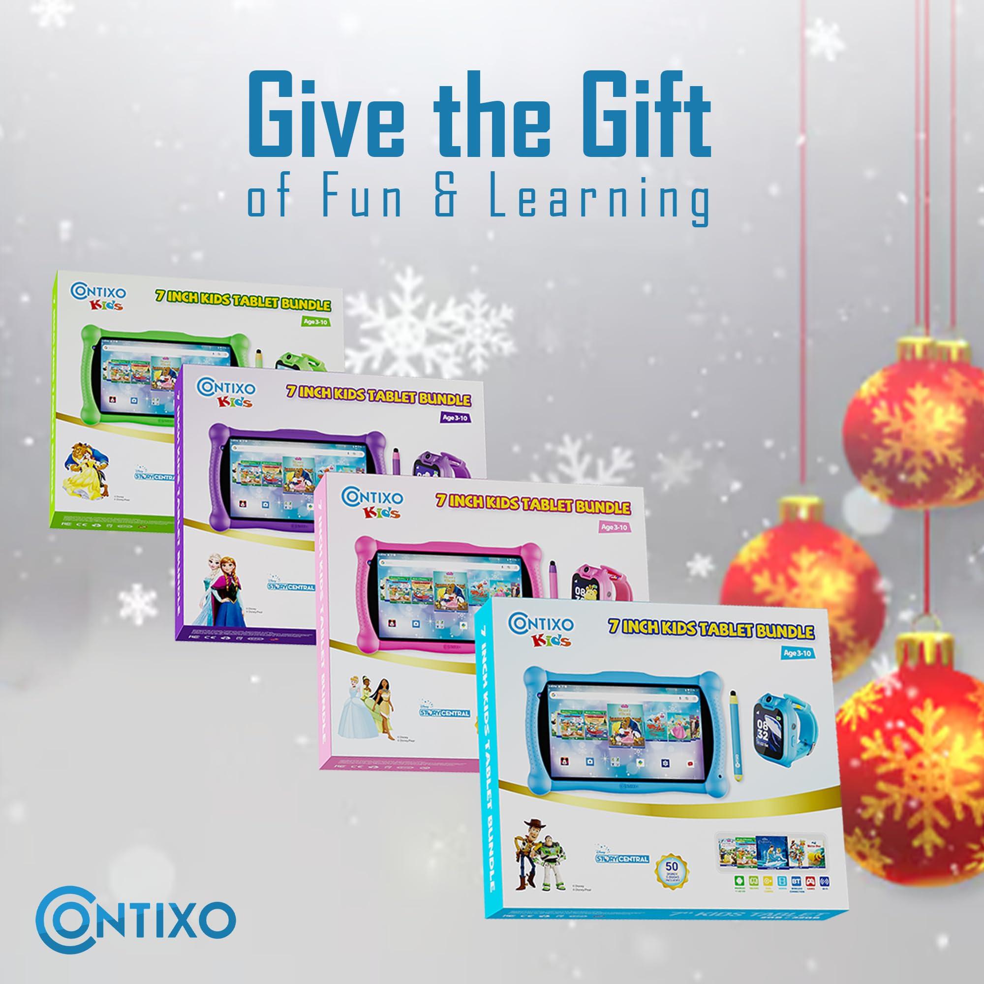 Contixo Contixo Kids Tablet & Smart Watch Bundle, V10 7 Inch 32GB WiFi Learning Tablet for Kids with Parental Control, Toddler Smart Watch with Touch Screen, Camera, Video and Audio Recording (Pink)