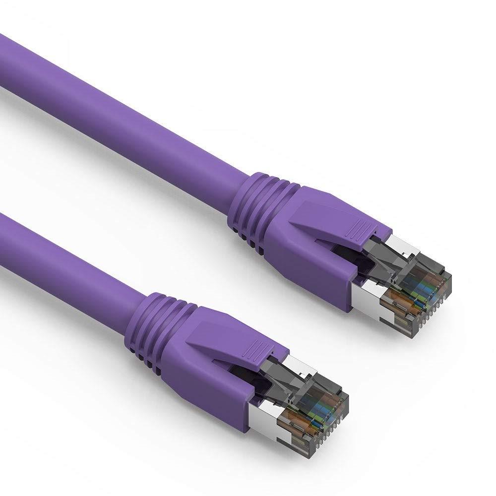 SF Cable SF Cable 15ft Cat 8 Shielded (S/FTP) Network Ethernet Booted Cable, RJ45 Plug, 4-Pair 24AWG Stranded Pure Copper, Upto 2GHz Bandwidth - Purple