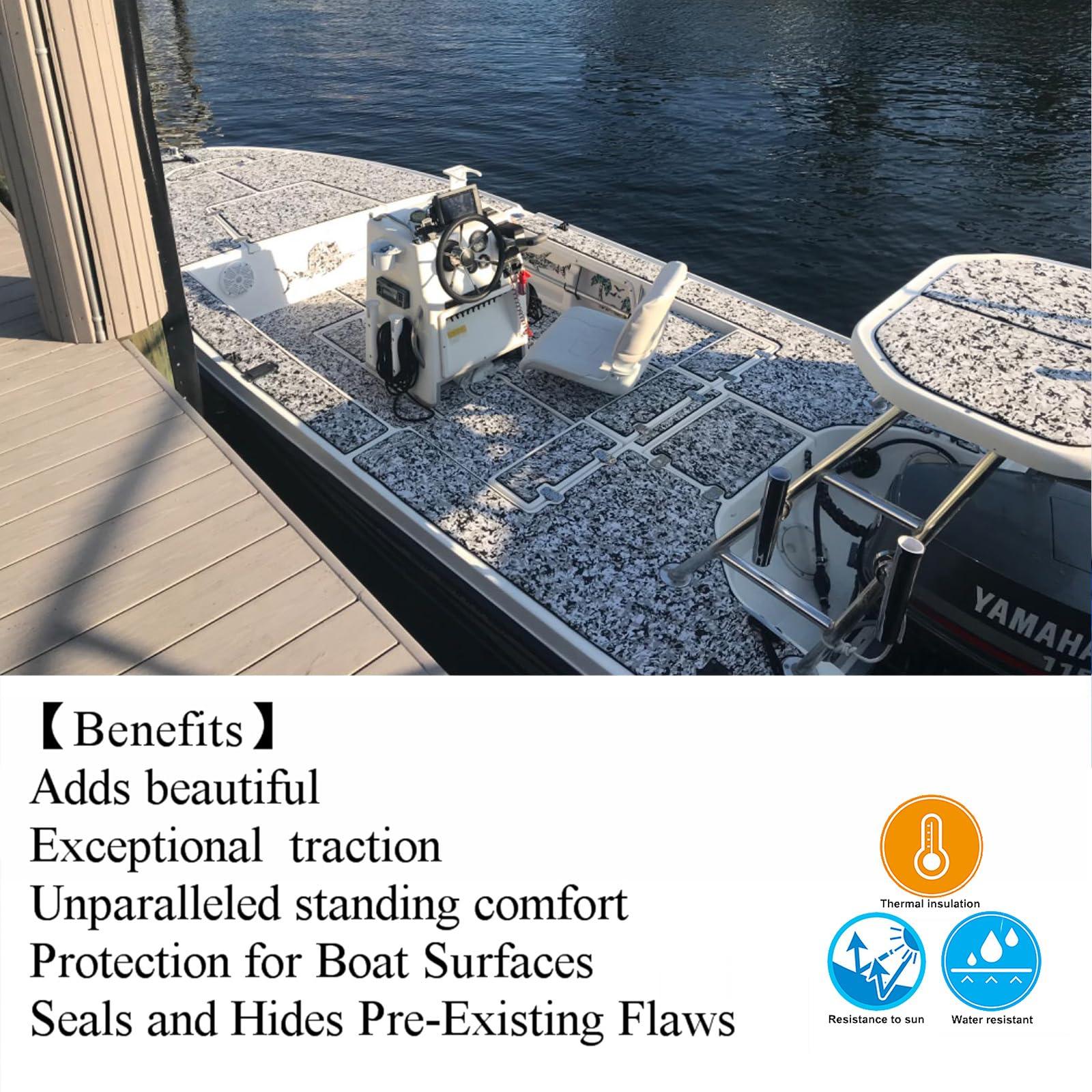 yuanjiasheng EVA Foam Boat Flooring 94.5" 35.4" Self-Adhesive Non-Slip Boat Deck Mat Traction Pad for Boats Yacht Swim Platform RV Floor Kayak Surfboard Golf Cart