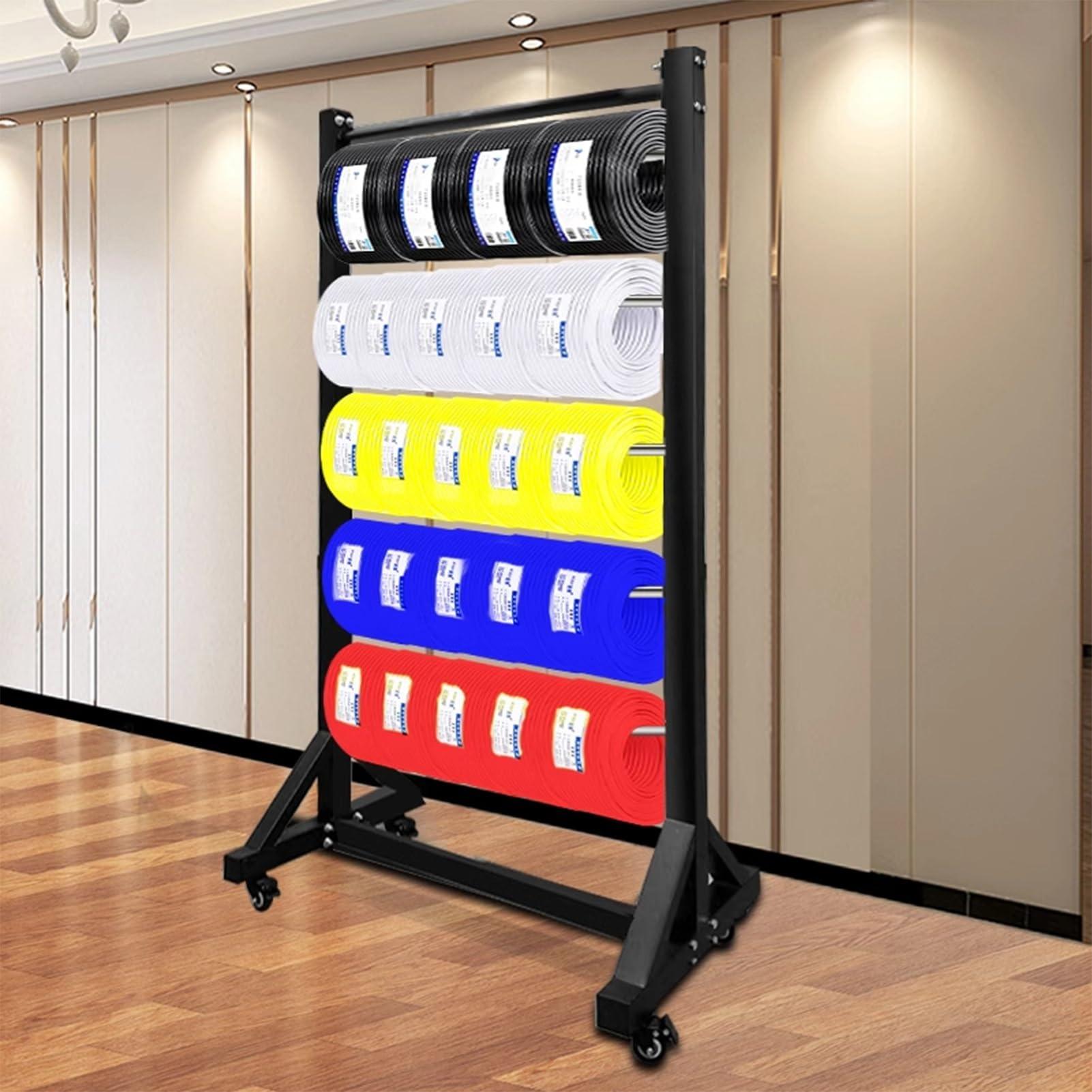 BXKCFYBSQ BXKCFYBSQ Wire Spool Rack with Wheel,Cold-Rolled Steel Wire/Cable Dispenser,with 6 Adjustable Rods,Conduit Display and Storage for Electrical Industrial Retail Use(63x23.6inch)