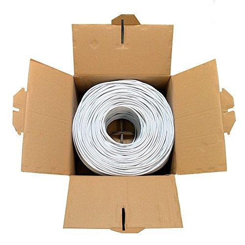 DRIPSTONE Dripstone CAT6 1000ft Solid UTP 23AWG Ethernet Cable 550Mhz Bulk Network LAN Wire 1000-feet Easy Pull Box (White)