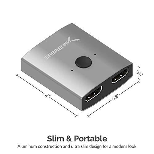 SABRENT SABRENT 2-Port 4K Dual HDMI Sharing Switch + Premium 3-Port Aluminum Mini USB 3.0 Hub